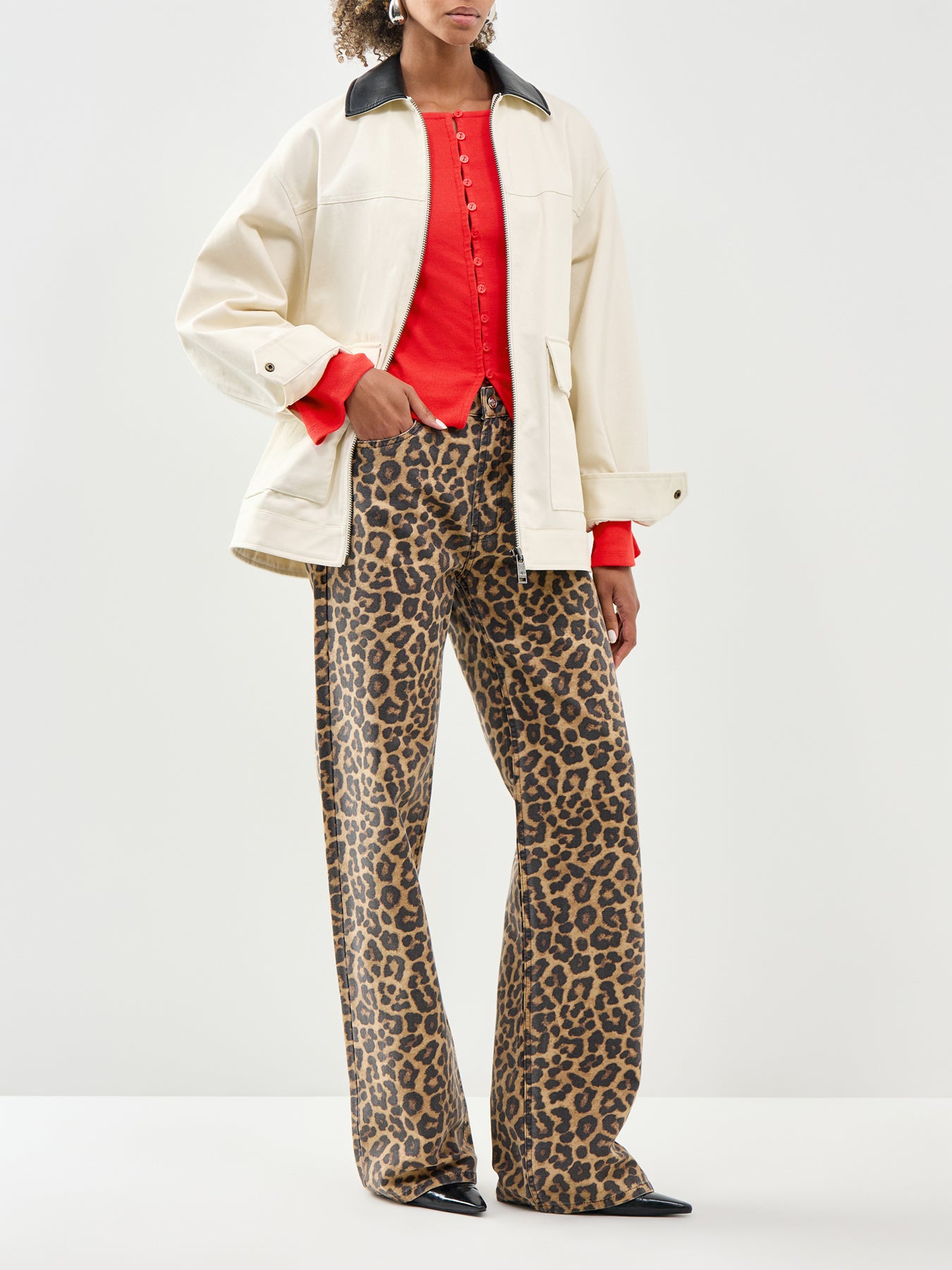Slash Neck Cardigan Red