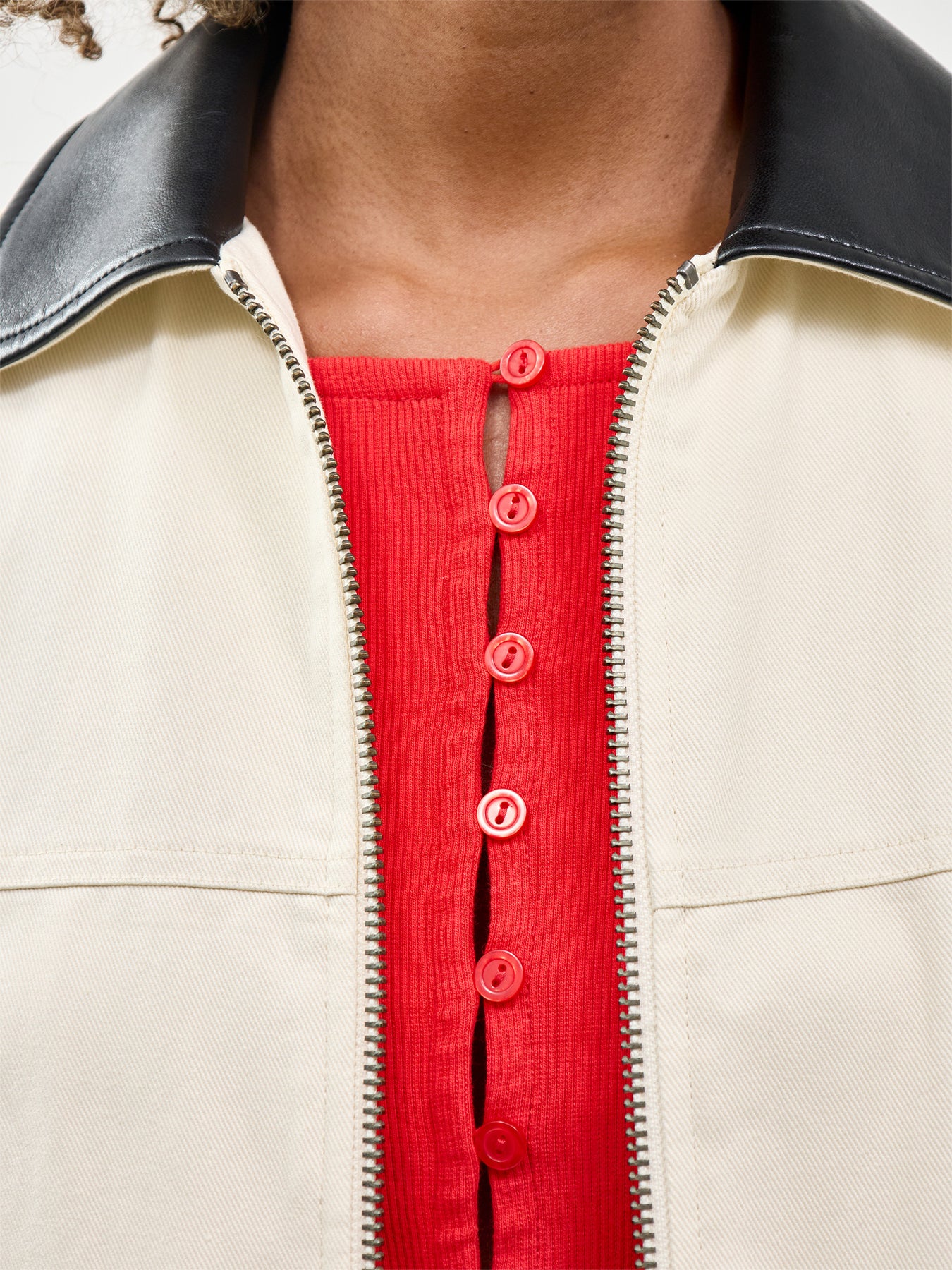 Slash Neck Cardigan Red