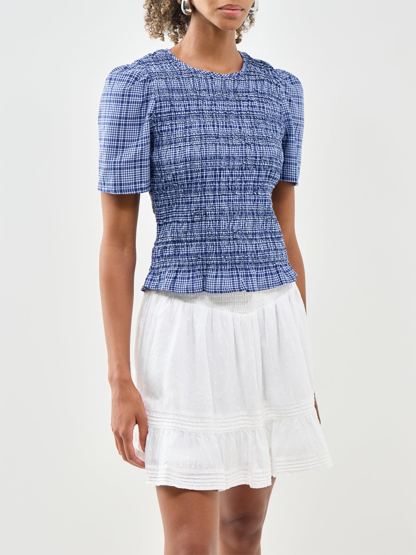 Nat Shirred Blouse Blue