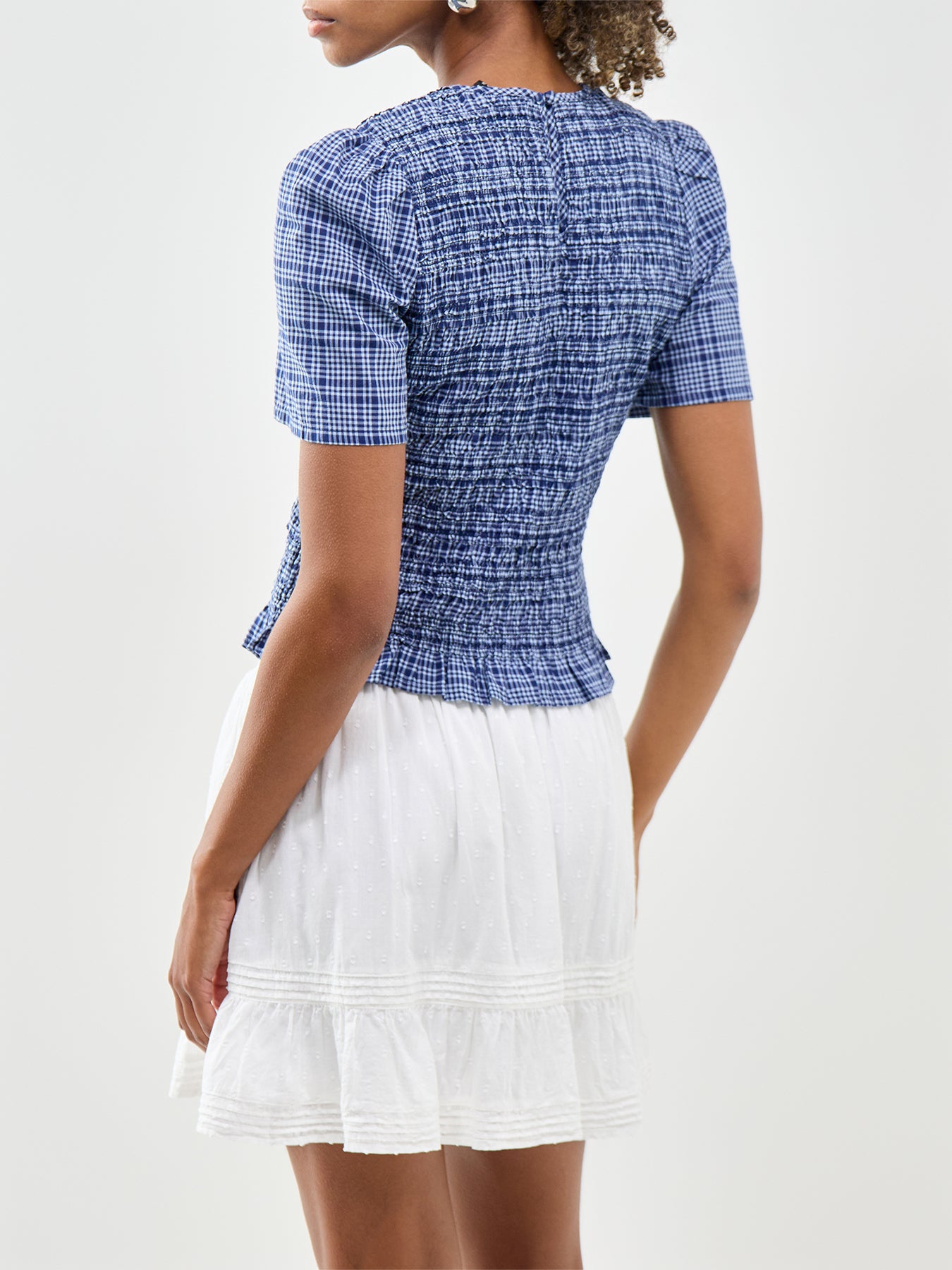 Nat Shirred Blouse Blue