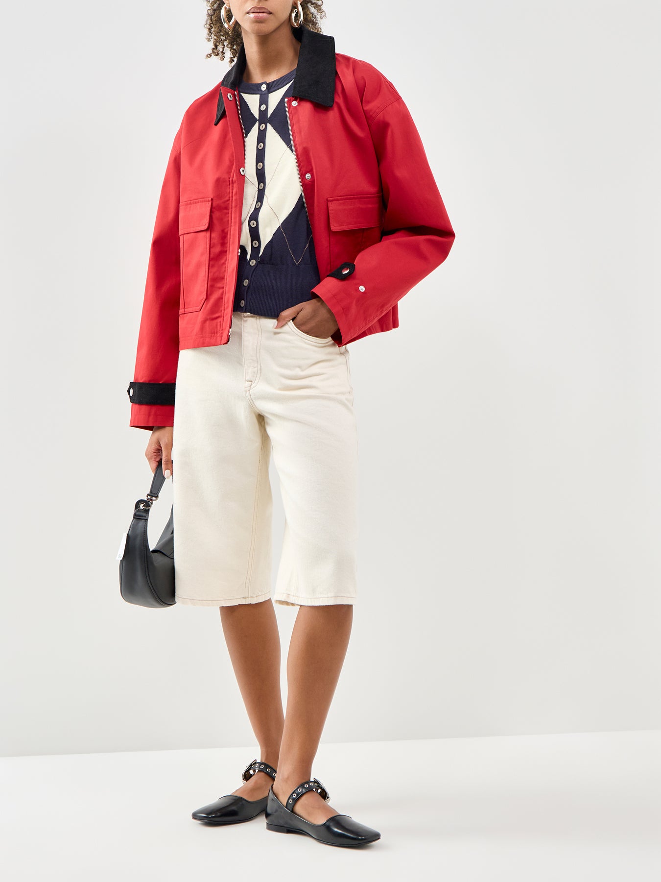 Argyle Short Sleeve Cardigan Multi