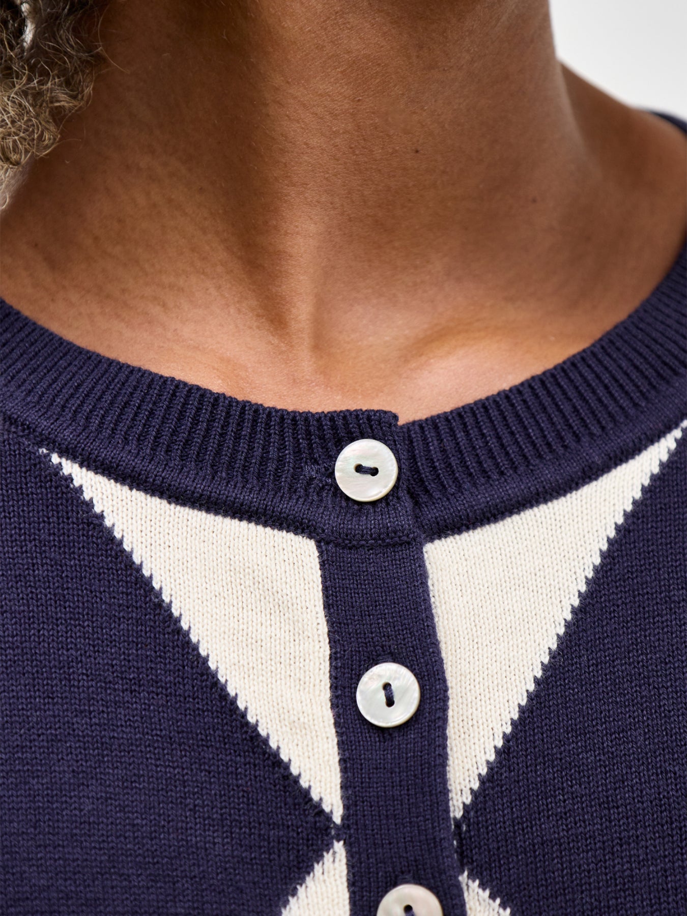 Argyle Short Sleeve Cardigan Multi