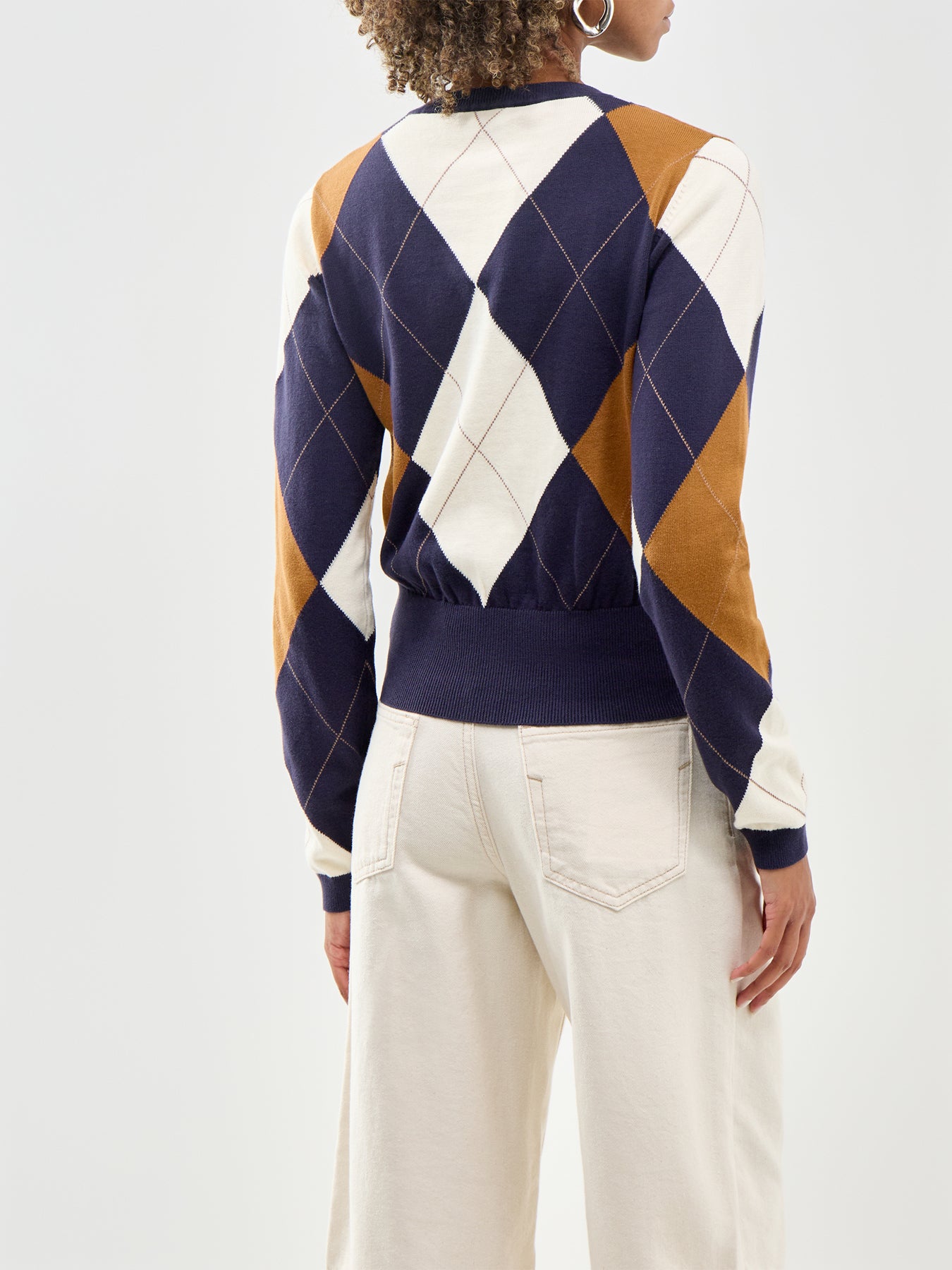 Argyle Short Sleeve Cardigan Multi