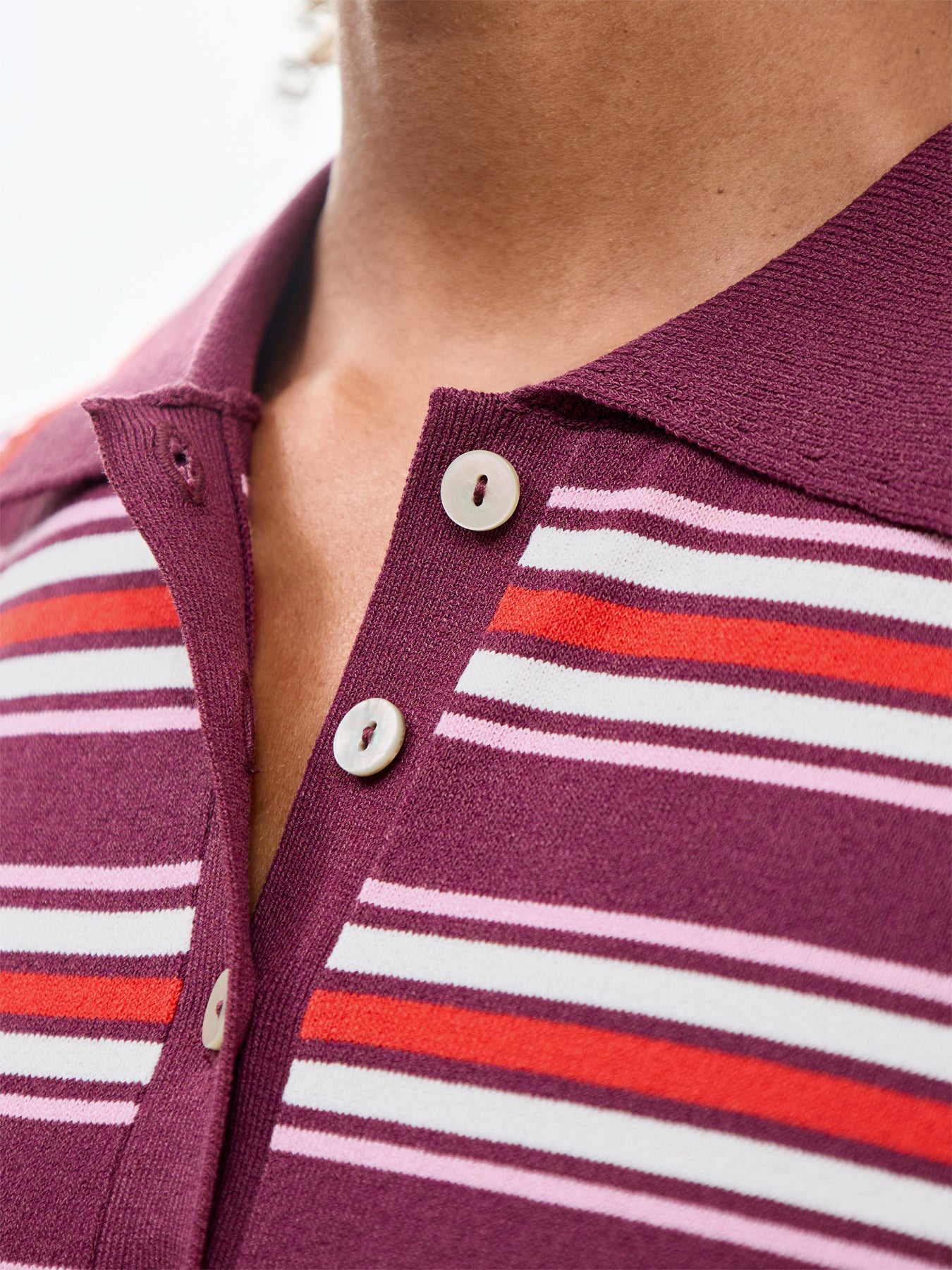 Waisted Polo Knit Top Multi