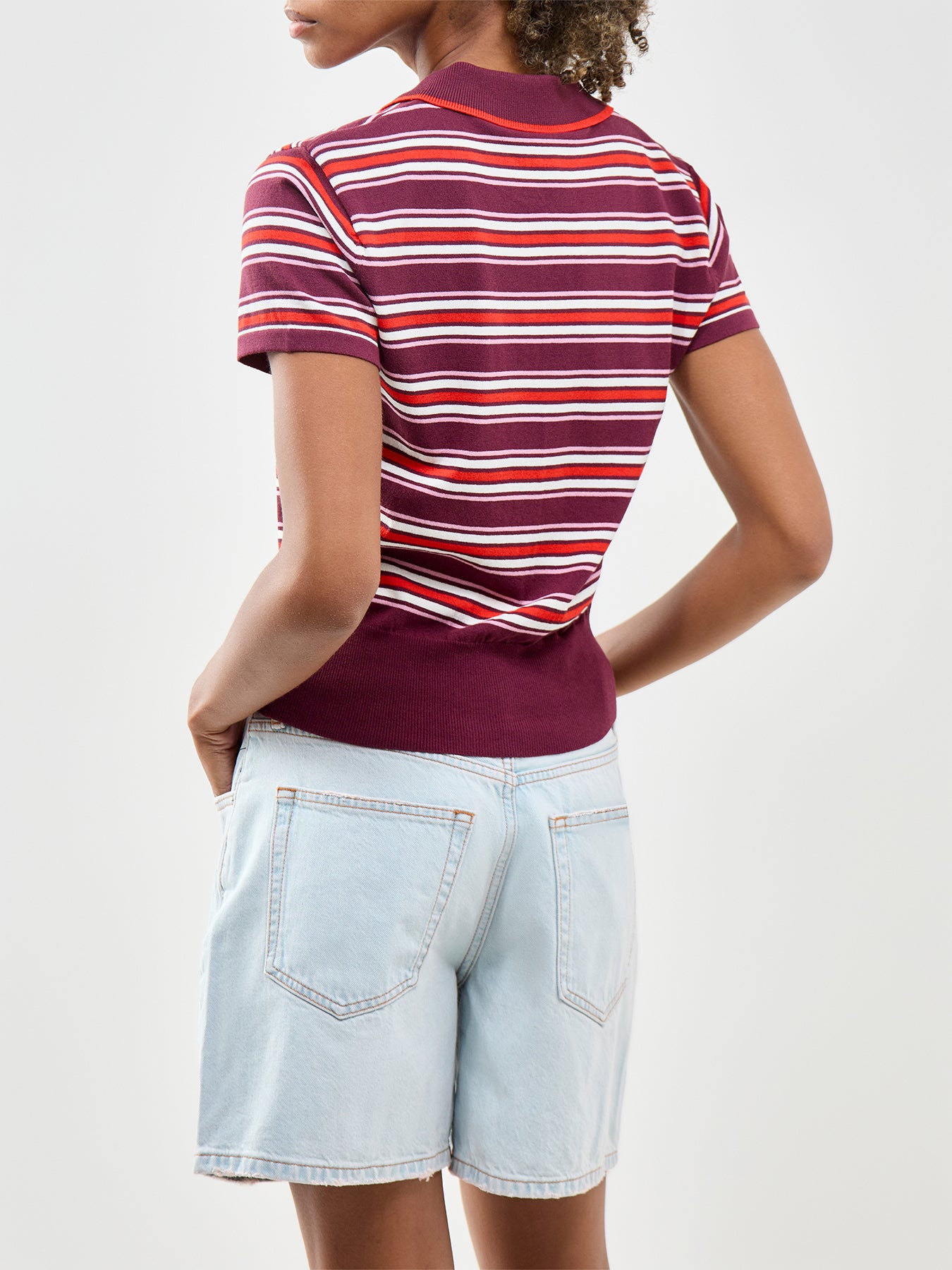 Waisted Polo Knit Top Multi
