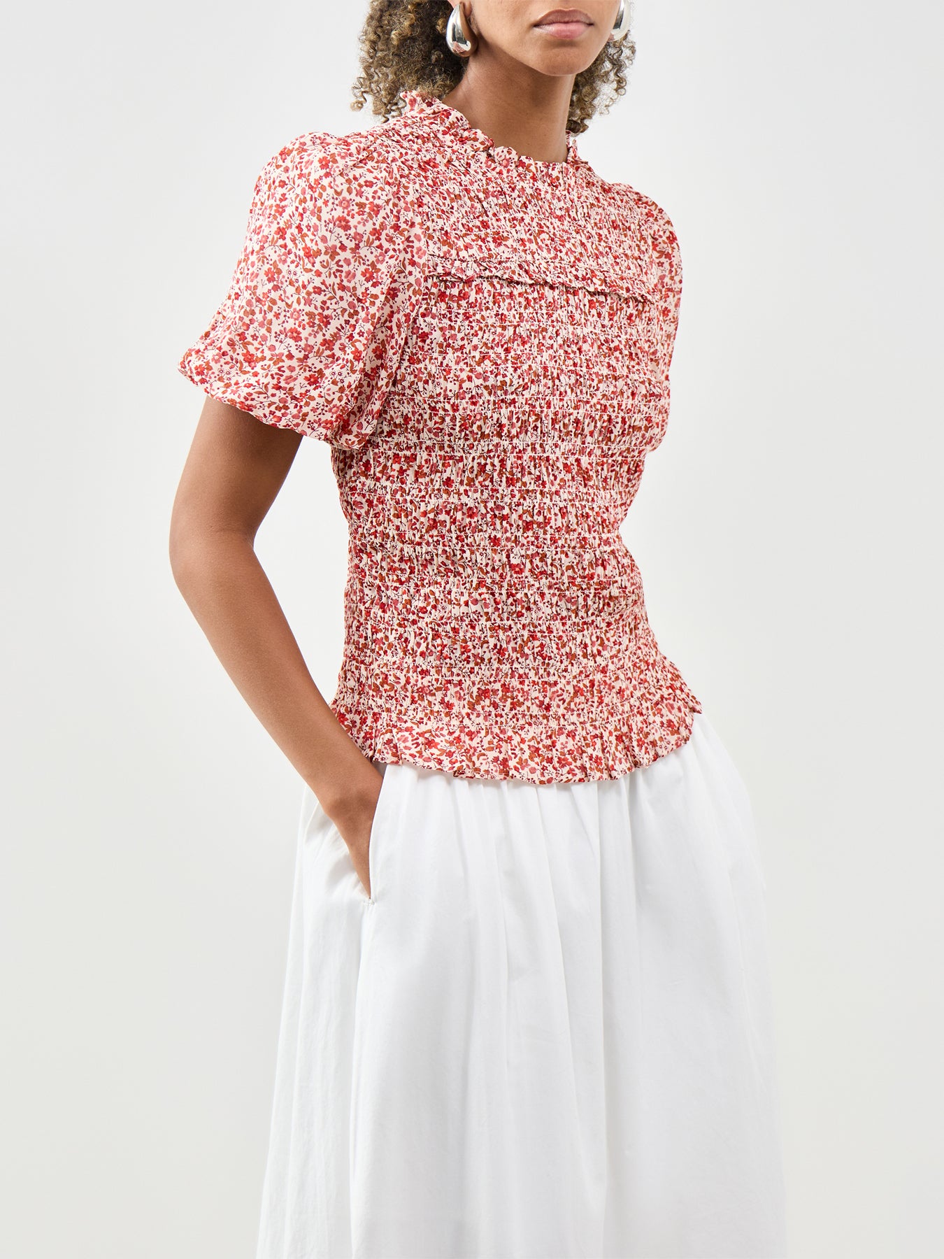 Nicola Shirred Blouse Pink