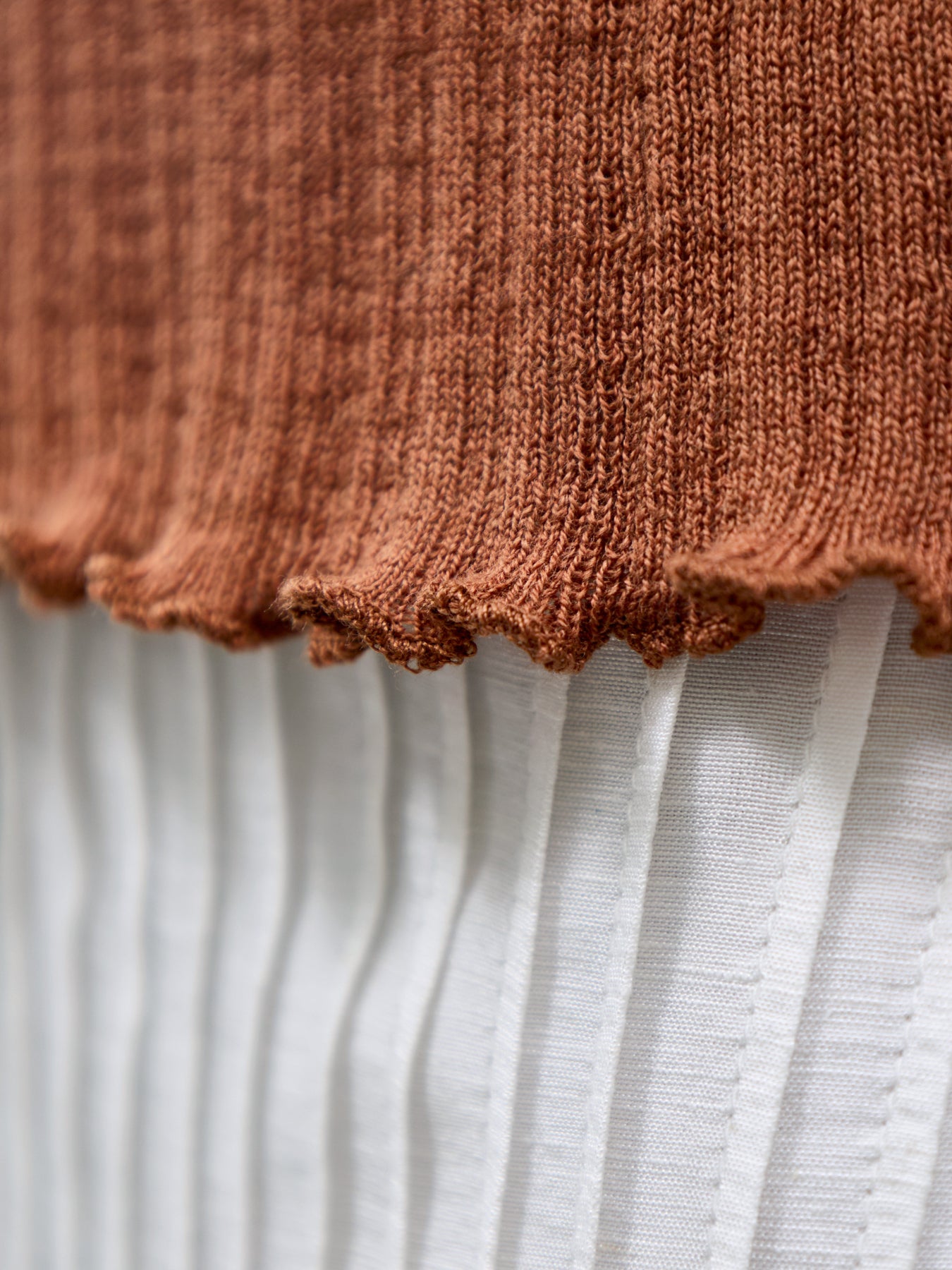 Rib & Ruffle Sheer Knit Vest Red