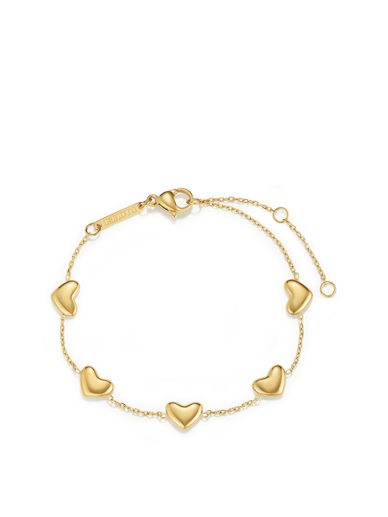 Bubble Heart Multi Charm Bracelet Gold