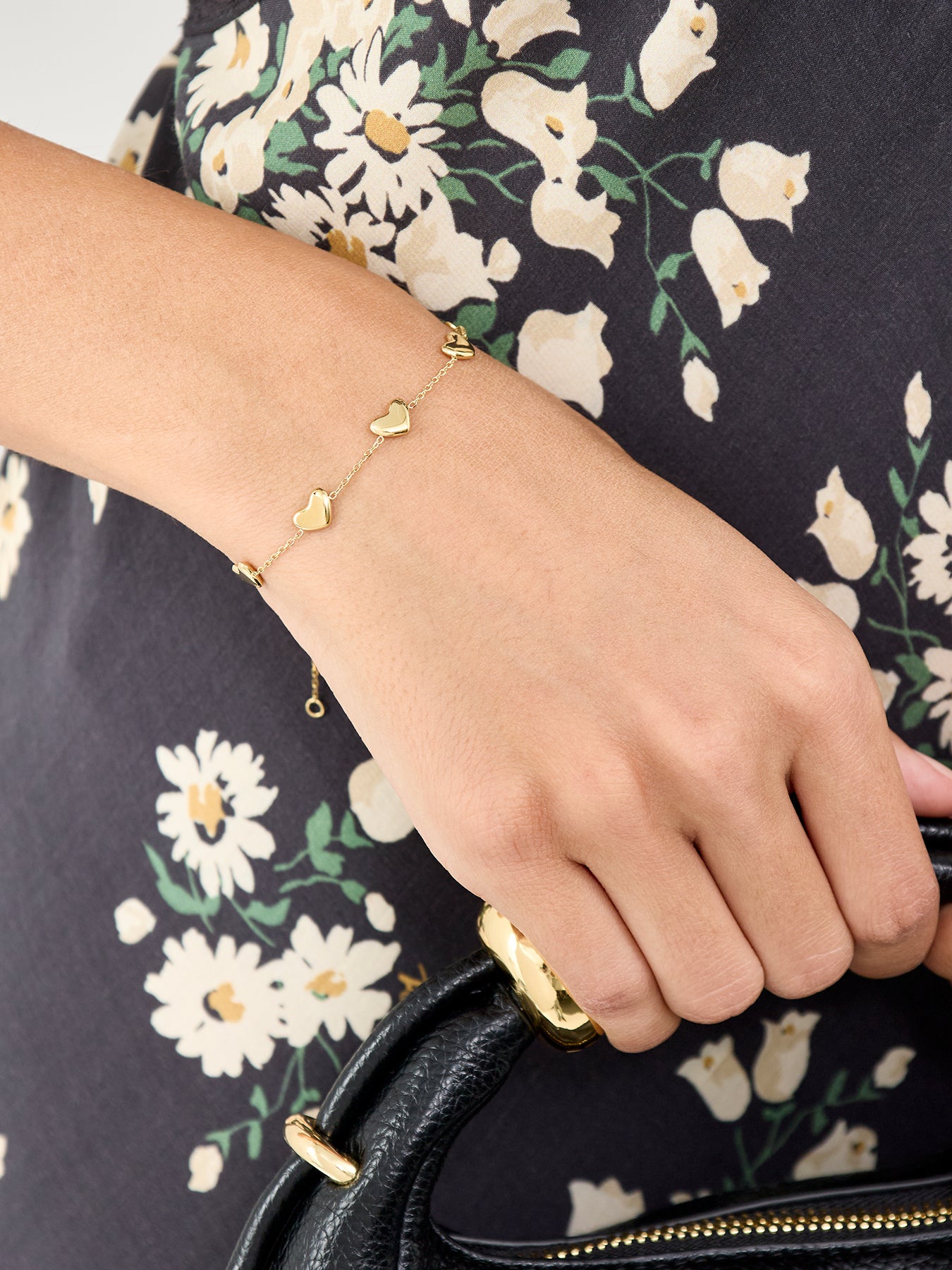 Bubble Heart Multi Charm Bracelet Gold