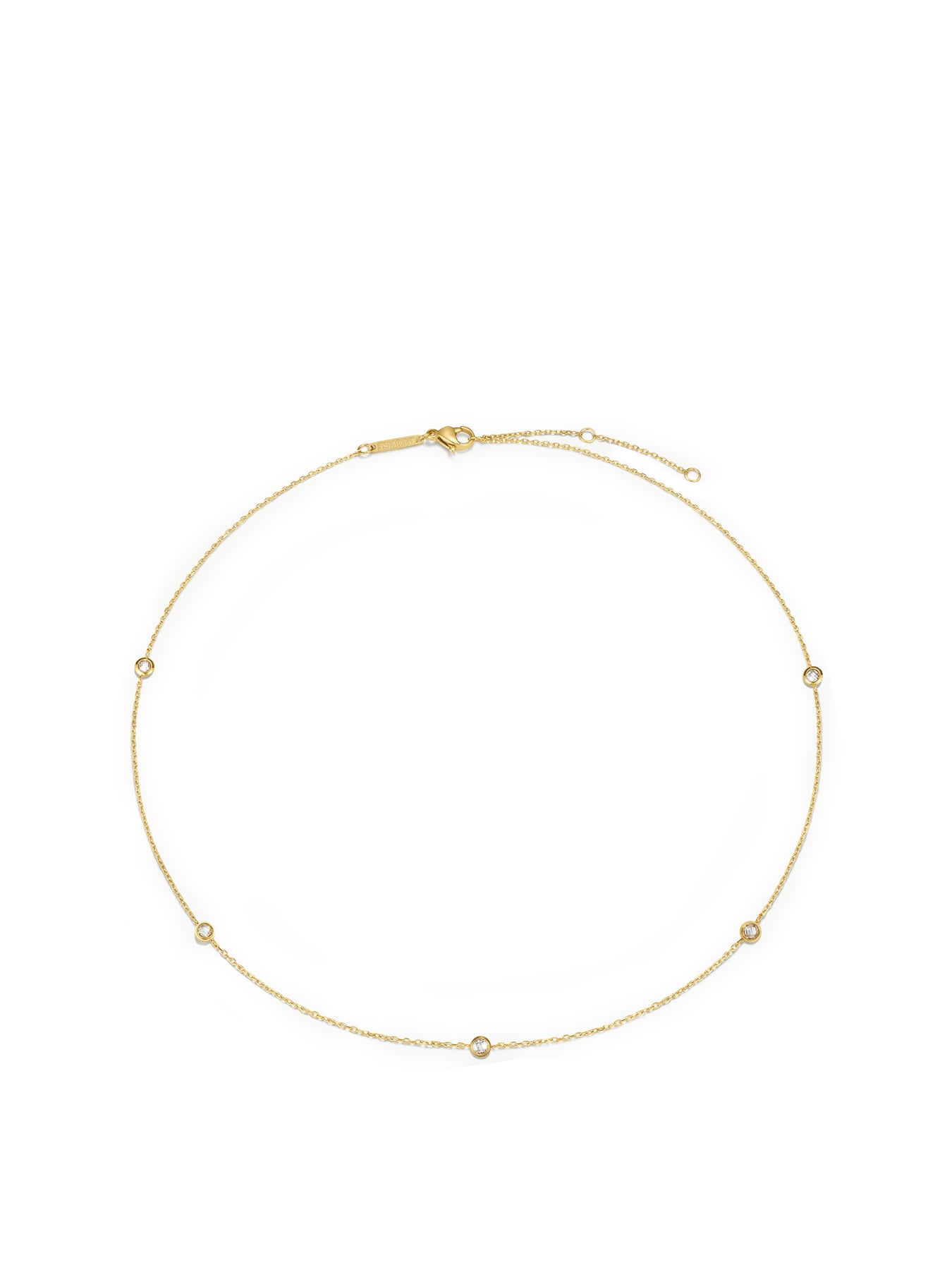 Multi Stone Chain Necklace Gold