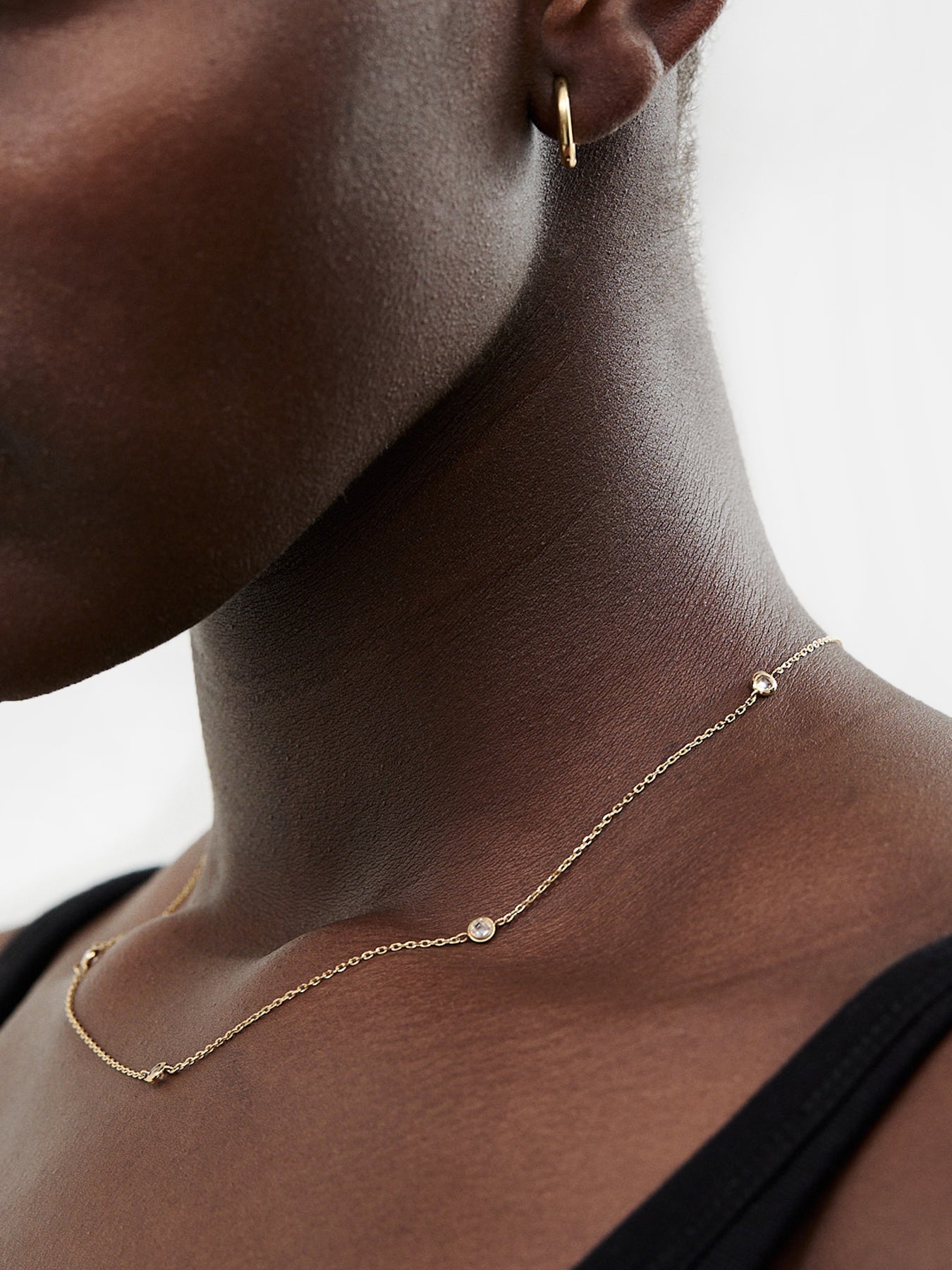 Multi Stone Chain Necklace Gold