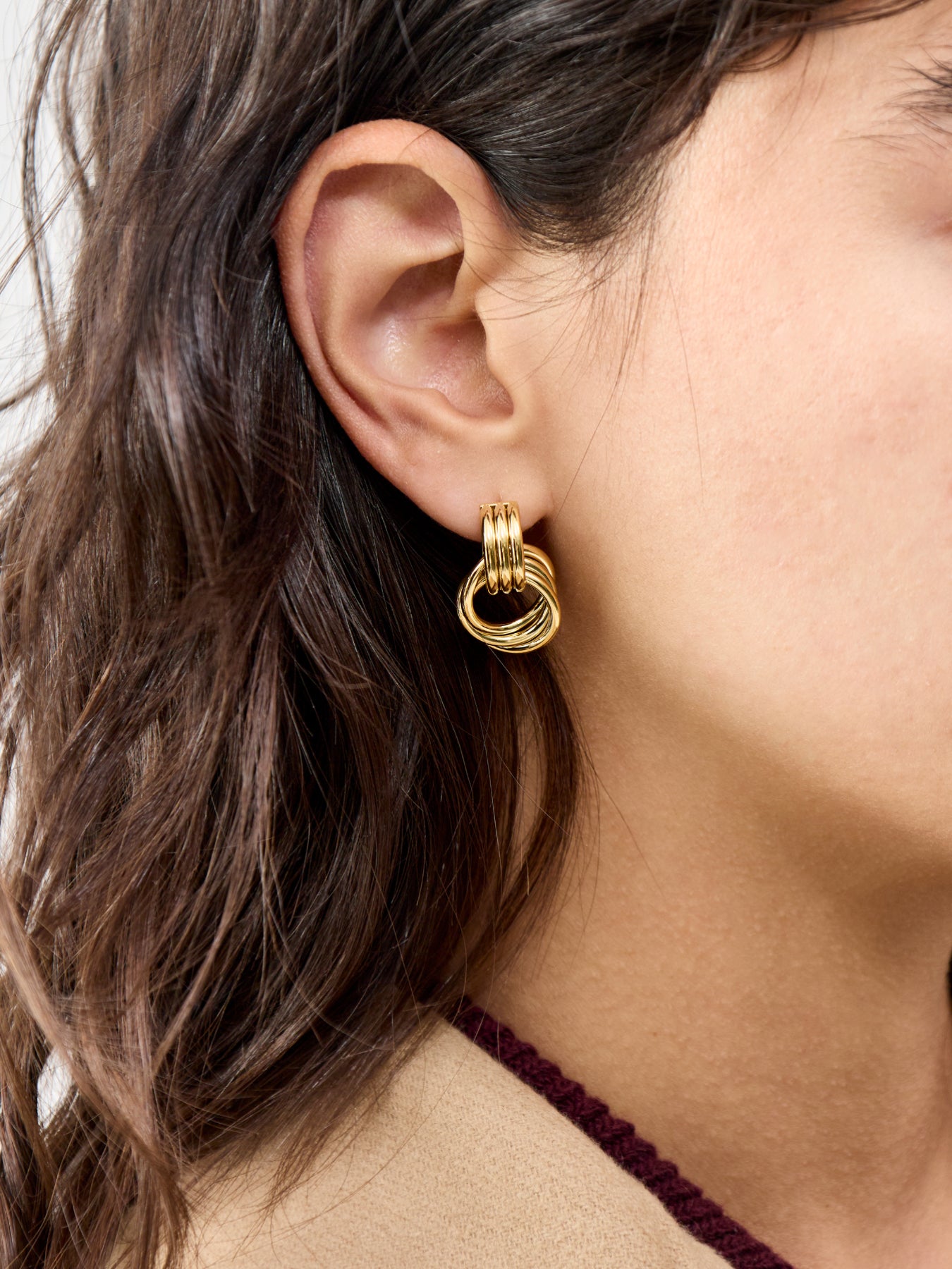 Knot Statement Stud Earrings Gold
