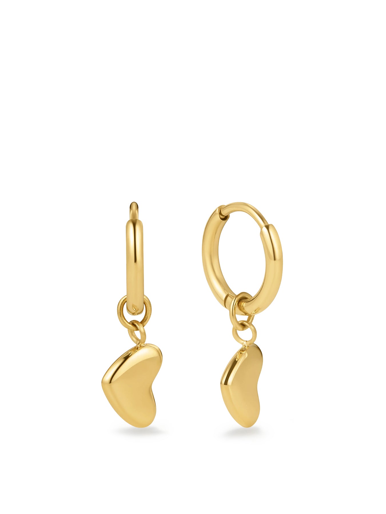 Bubble Heart Huggie Hoop Earrings Gold