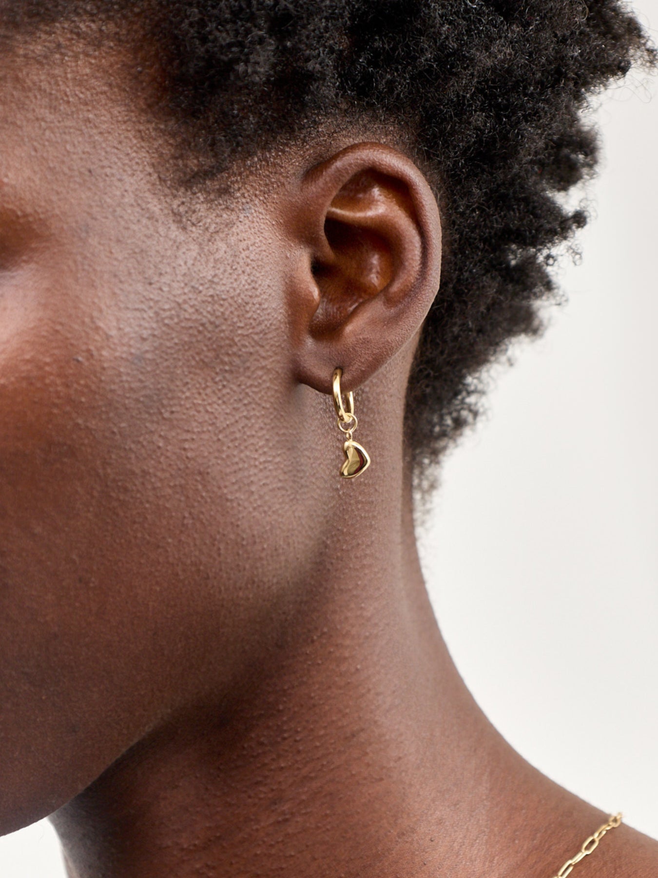 Bubble Heart Huggie Hoop Earrings Gold