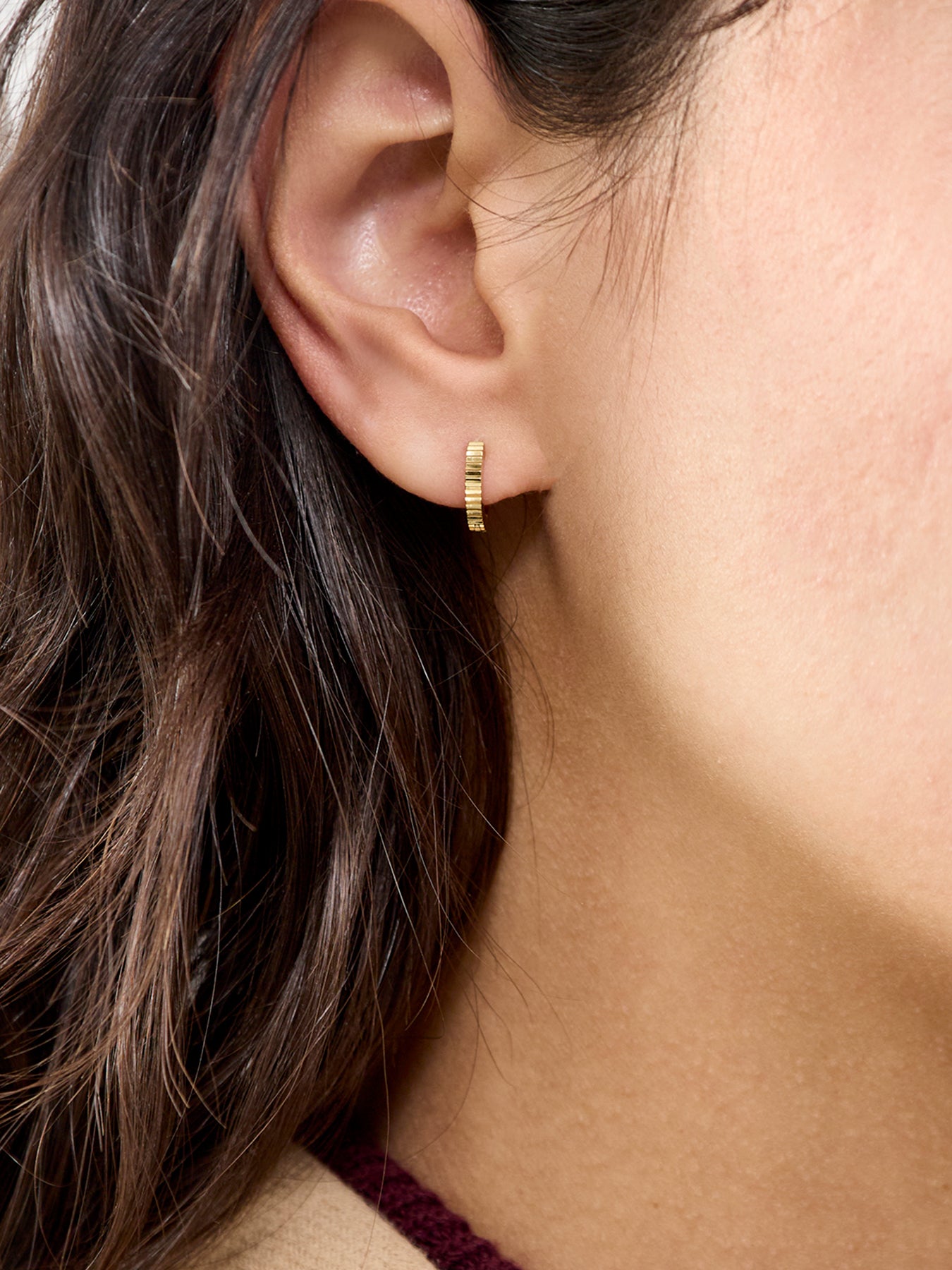 Mini Pleat Huggie Hoop Earrings Gold