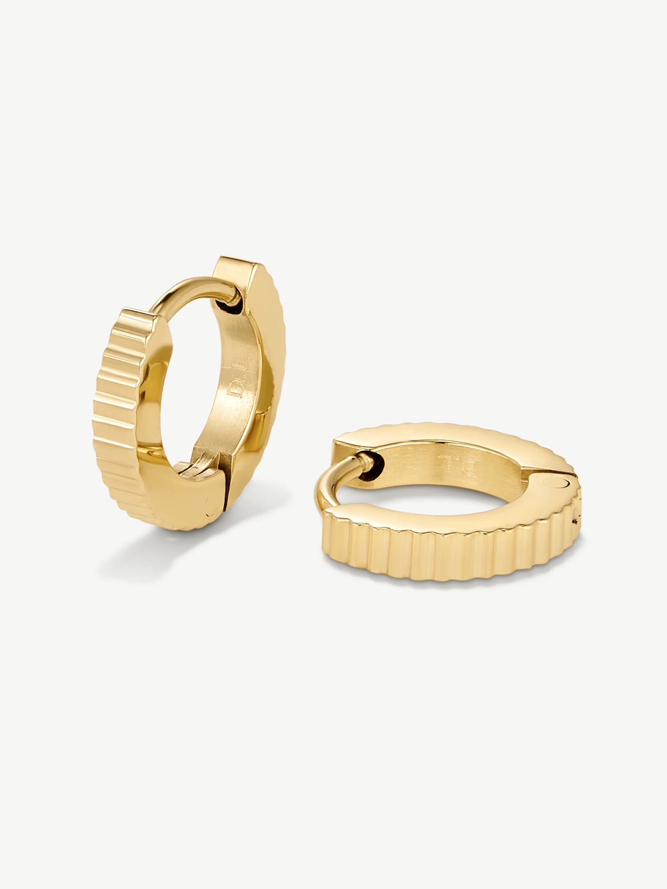 Mini Pleat Huggie Hoop Earrings Gold