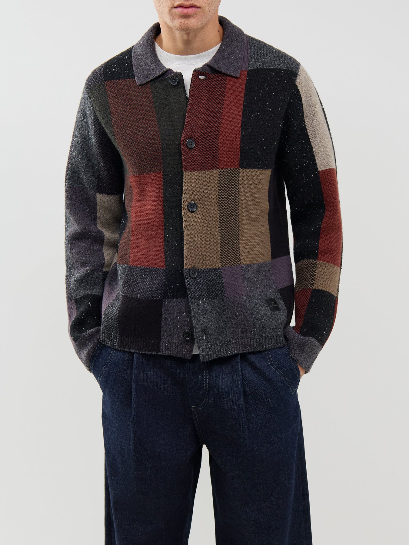 Colourblock Button-Through Cardigan
