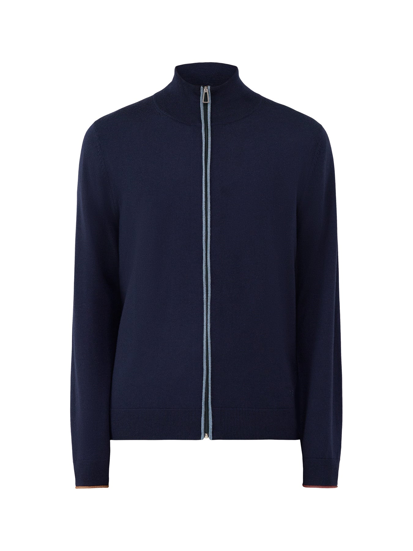 Merino Wool Zip-Through Cardigan - Navy