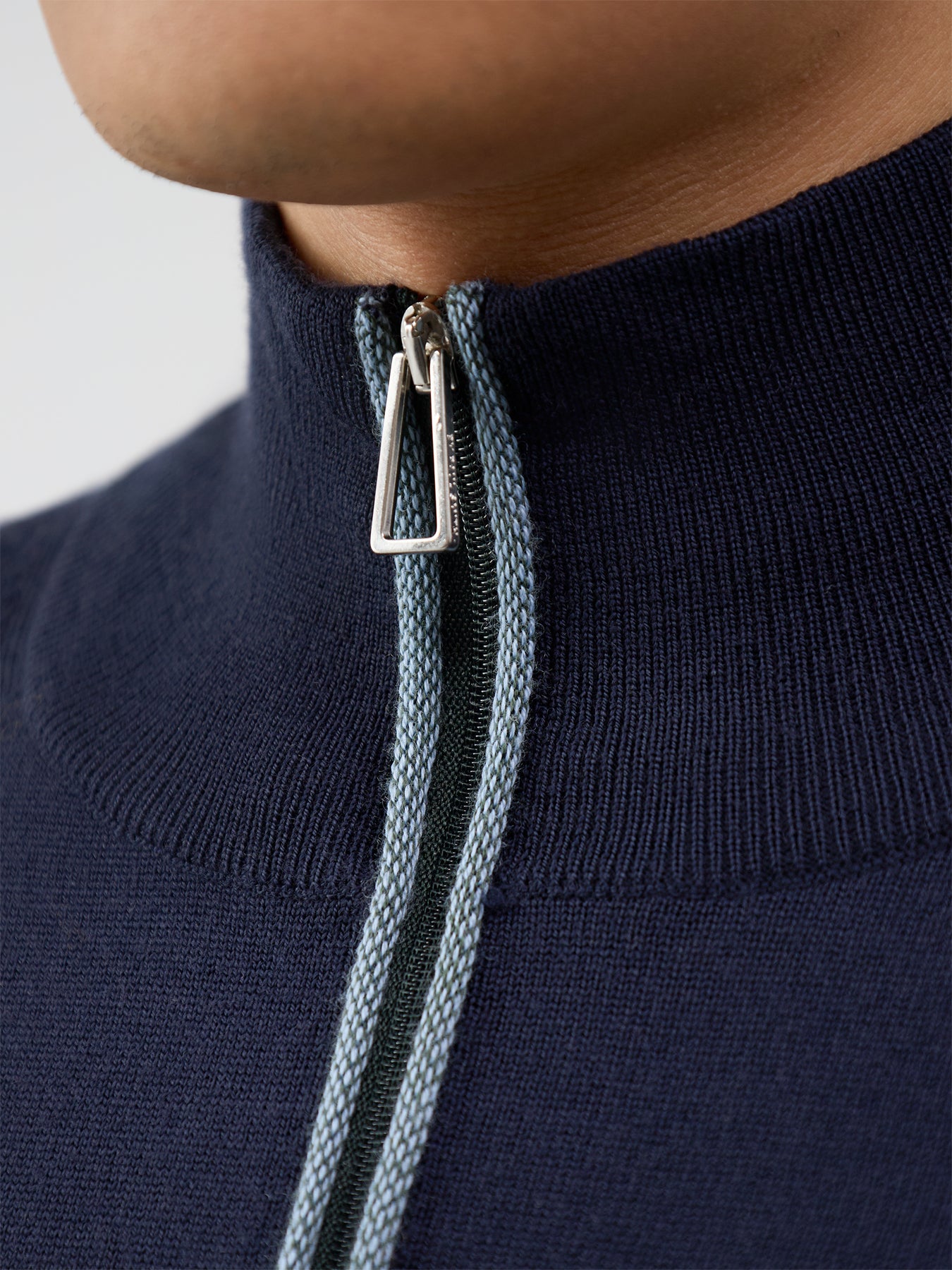 Merino Wool Zip-Through Cardigan - Navy