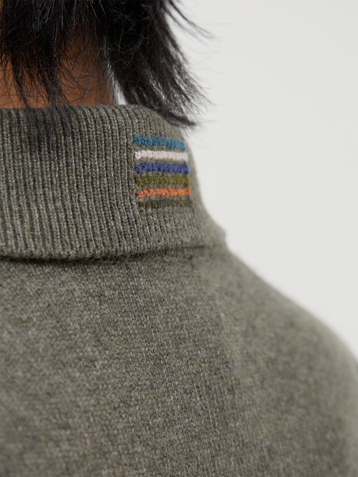 Merino Wool Knitted Long-Sleeve Polo Shirt – Khaki