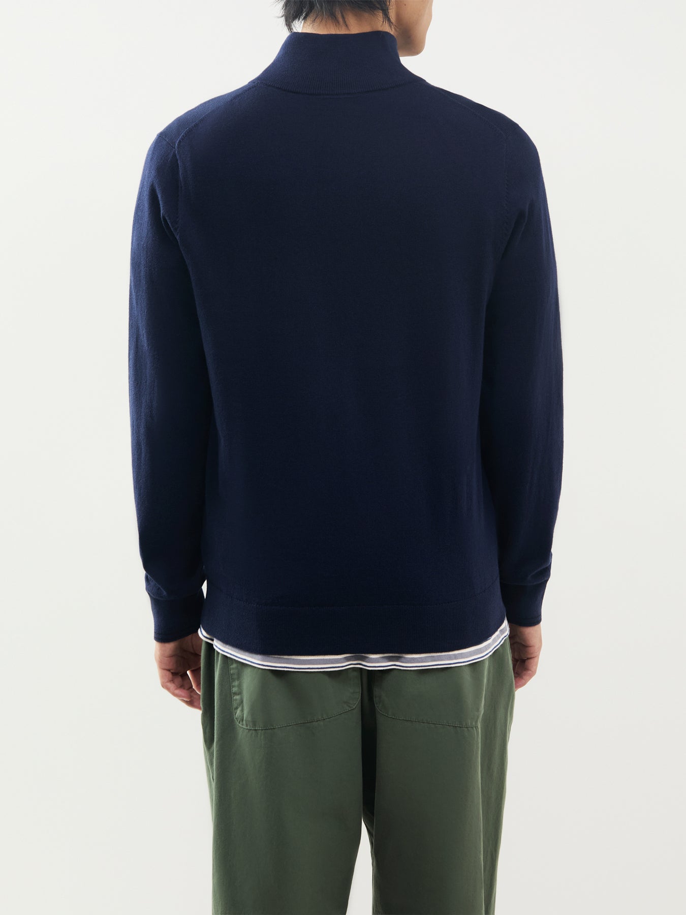 Cotton & Merino Wool Zebra Quarter-Zip Jumper
