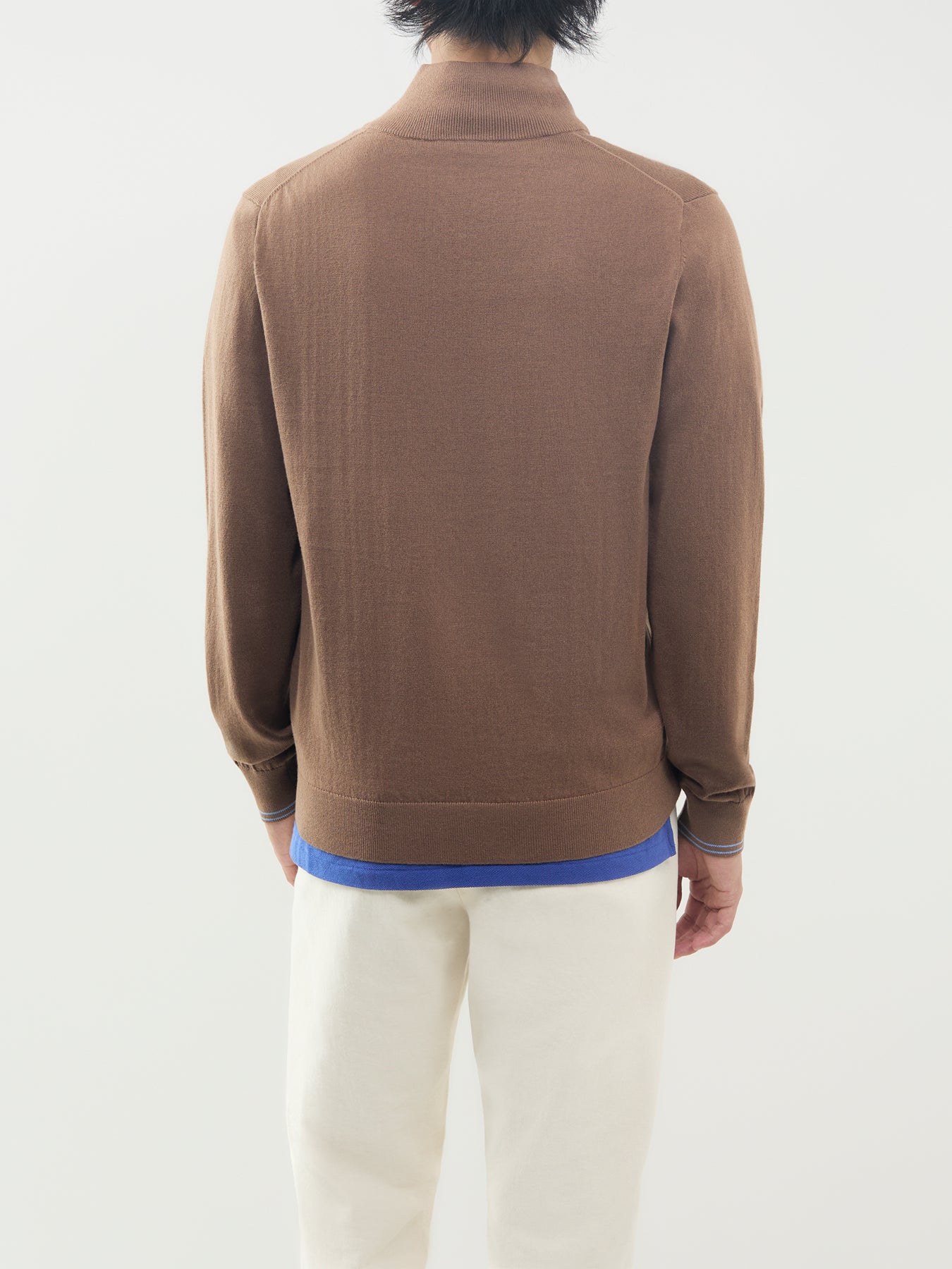 Cotton & Merino Wool Zebra Quarter-Zip Jumper