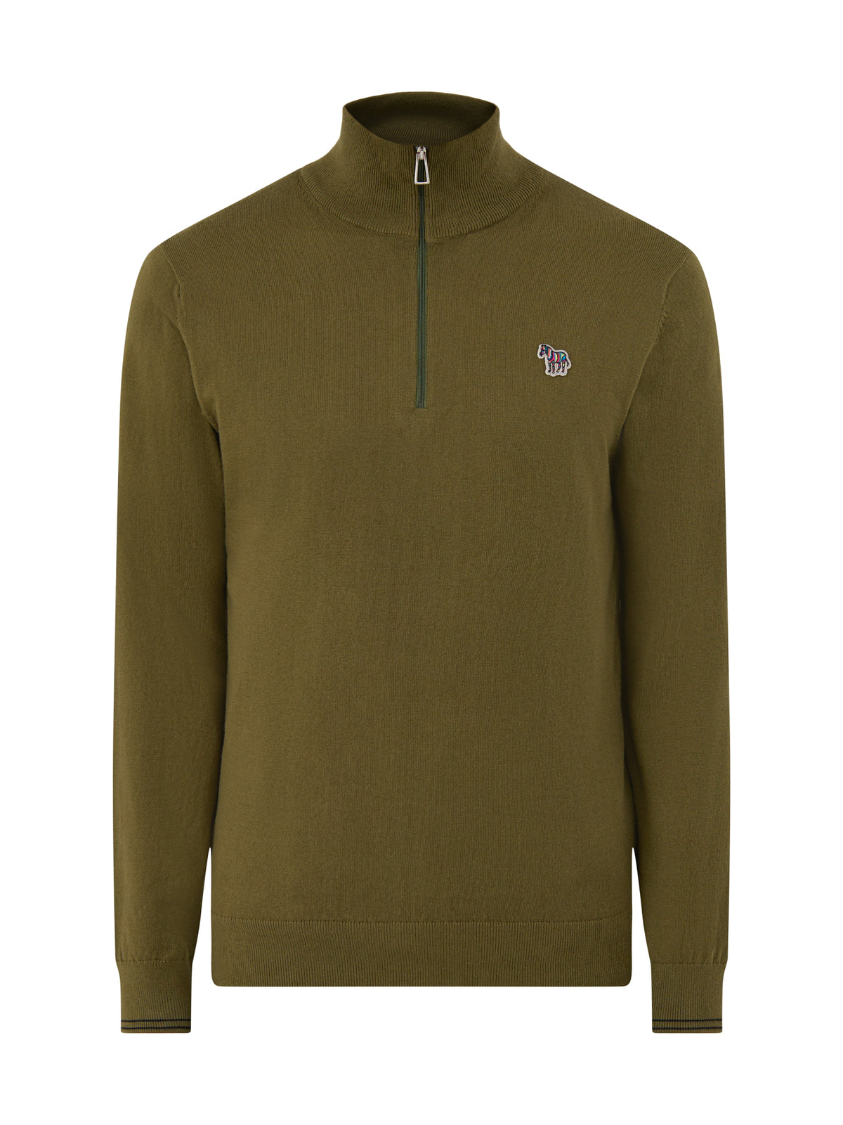Quarter-Zip Zebra Knit Jumper