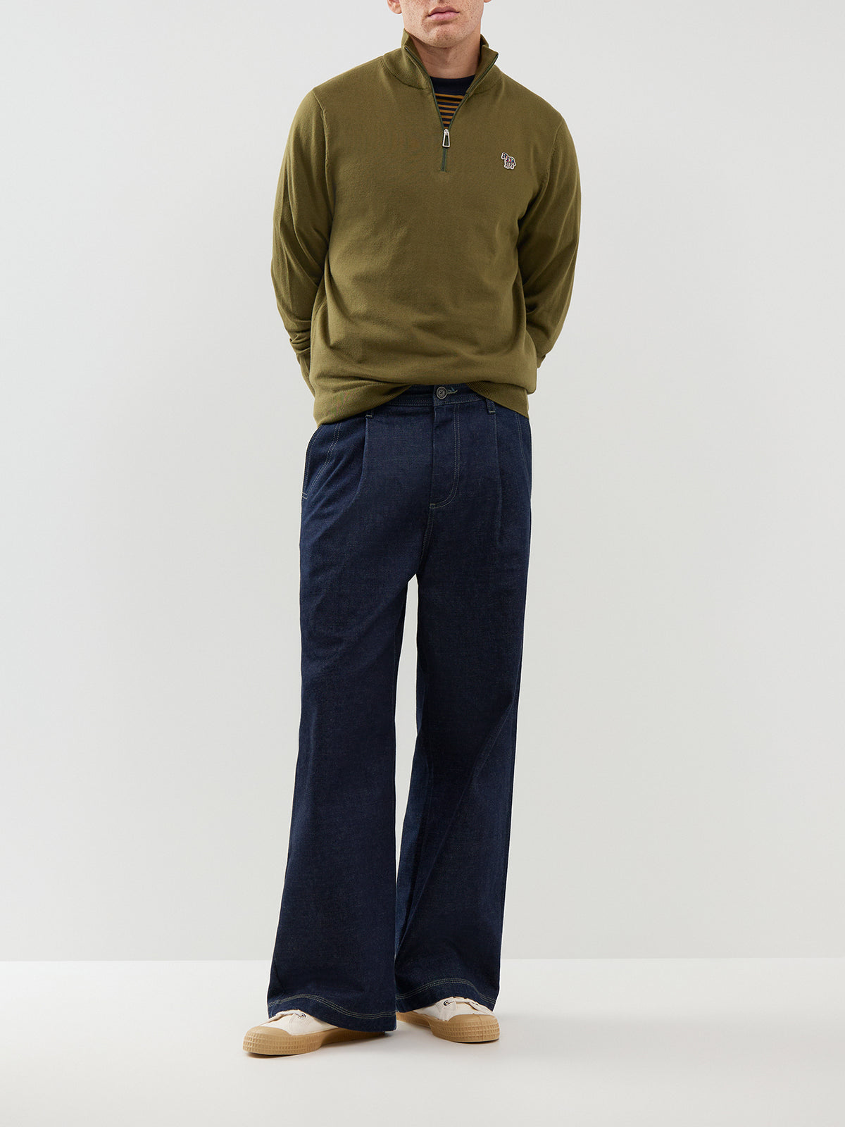 Quarter-Zip Zebra Knit Jumper