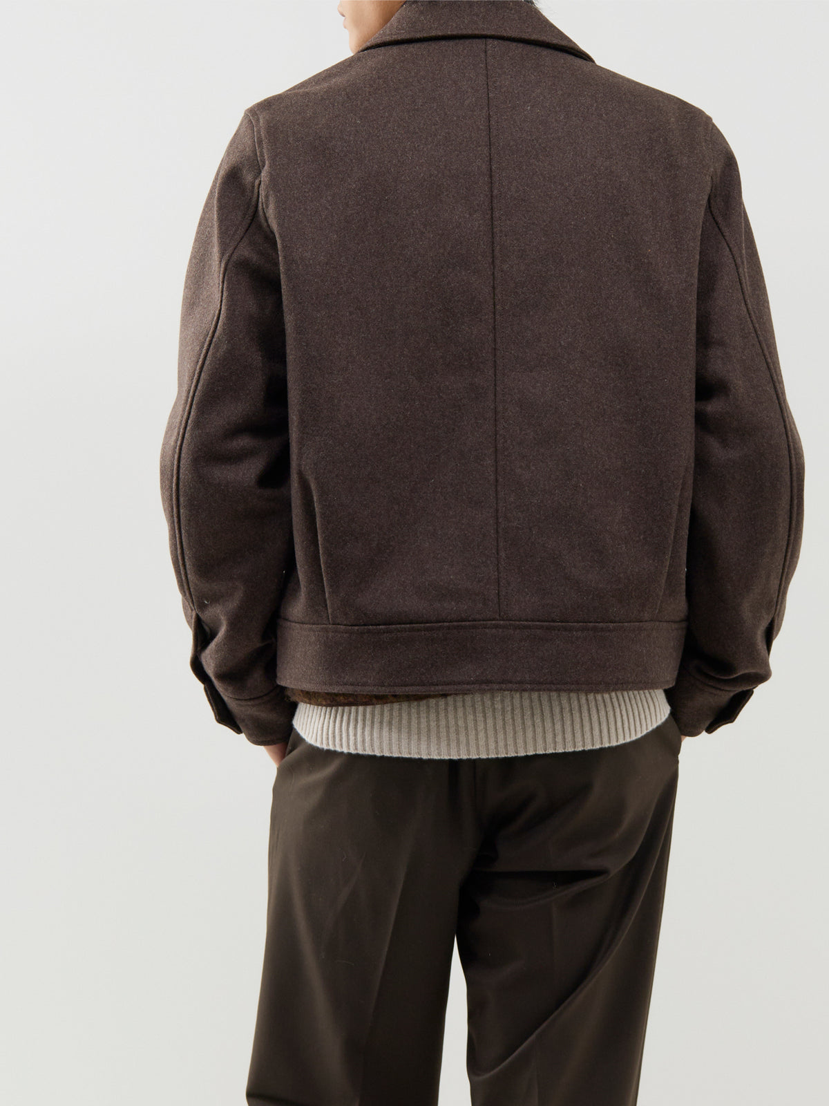 Wool-Blend Harrington Jacket – Brown