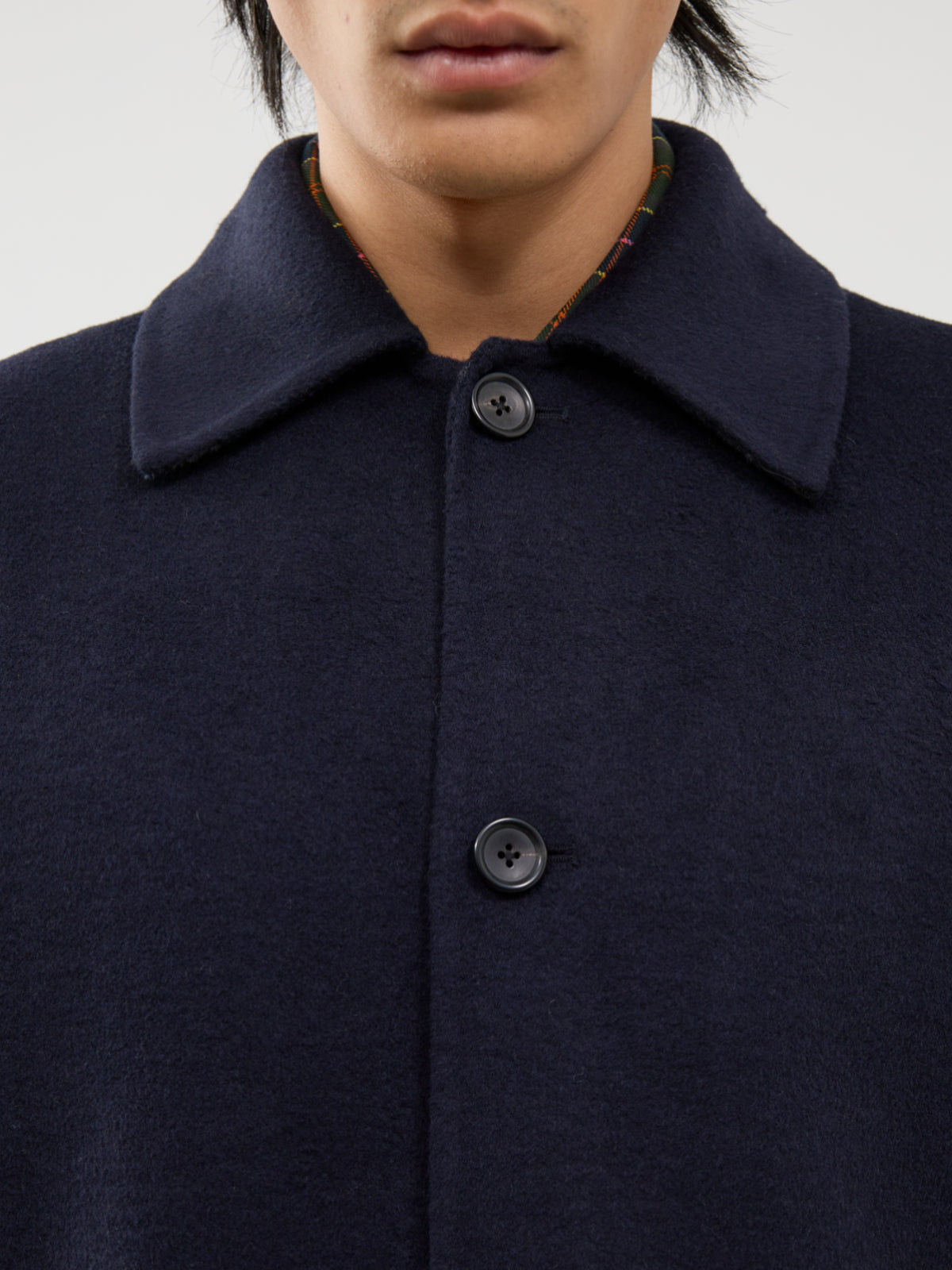 Wool-Blend Long Coat – Navy