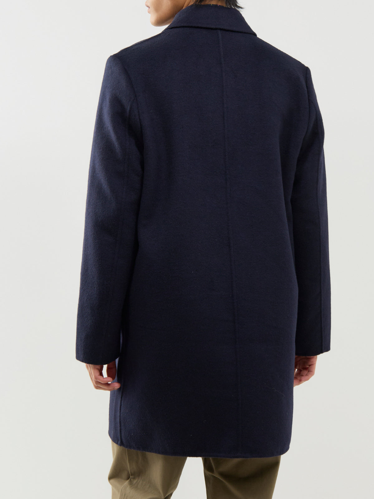 Wool-Blend Long Coat – Navy