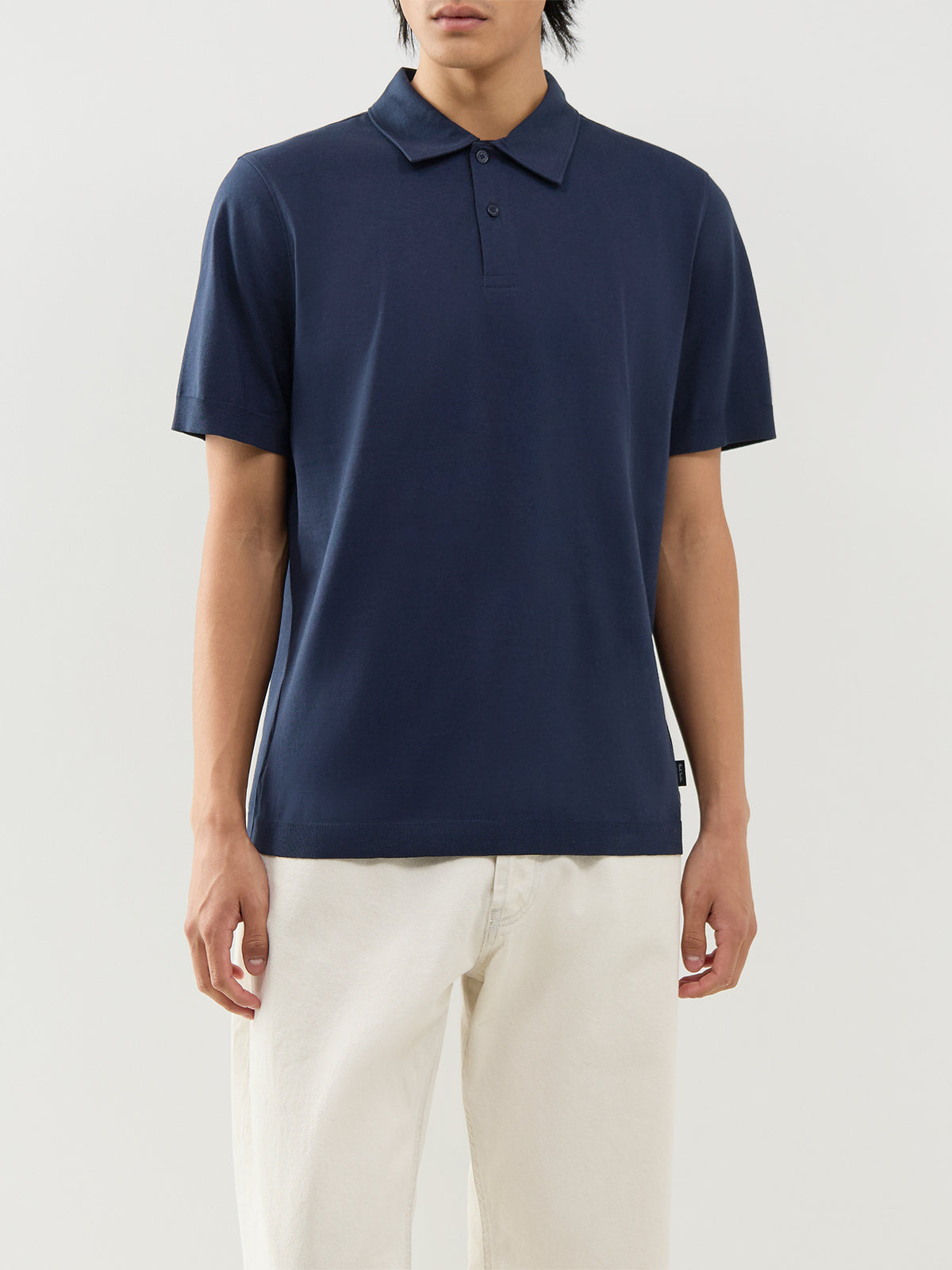 Organic Cotton Knitted Polo Shirt – Navy