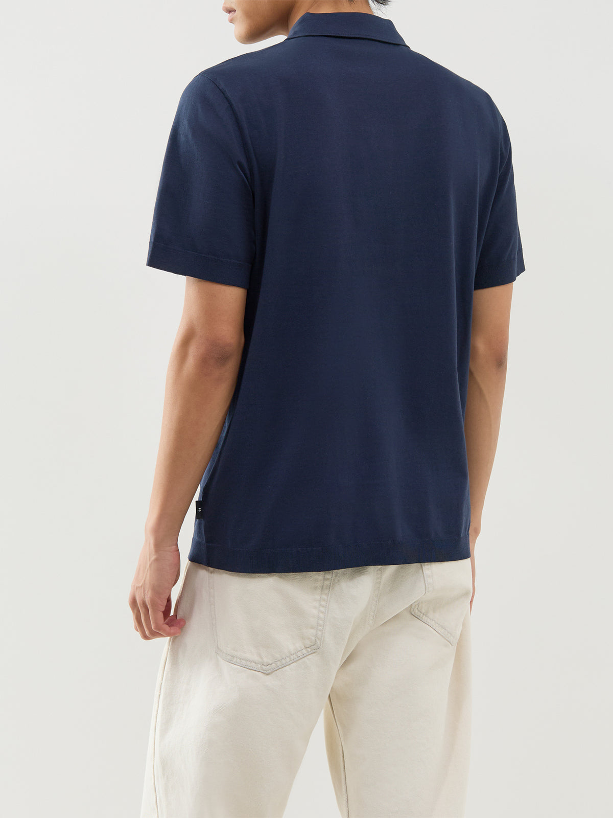 Organic Cotton Knitted Polo Shirt – Navy