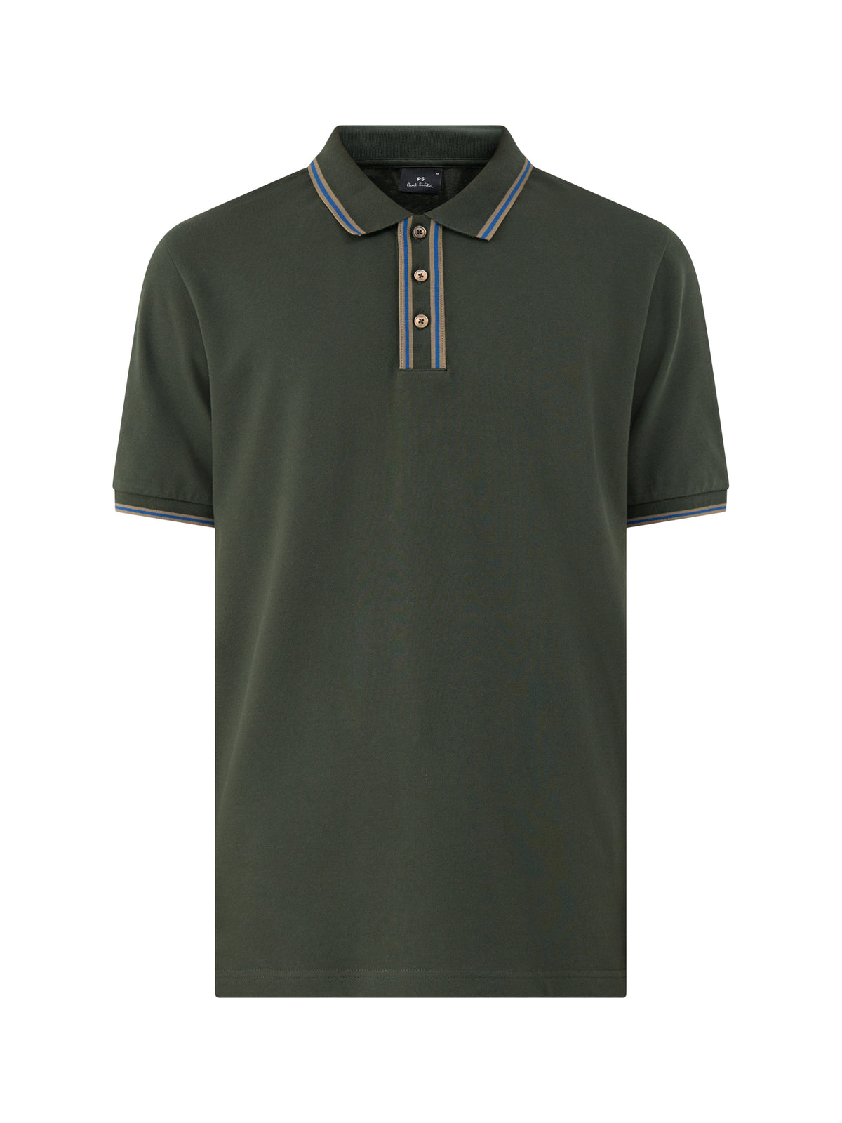 Organic Cotton Stripe Placket Polo Shirt – Green