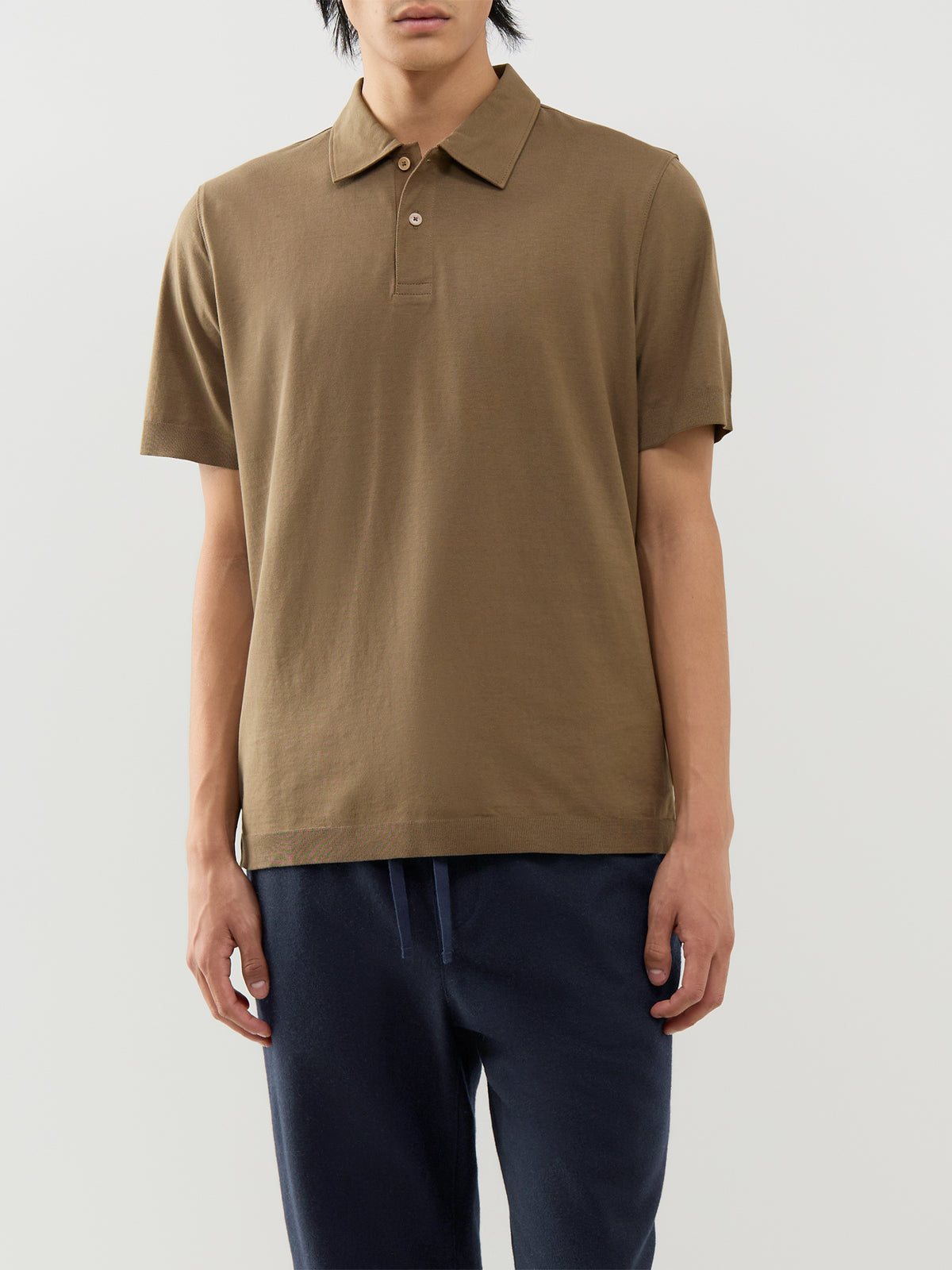 Organic Cotton Knitted Polo Shirt – Brown