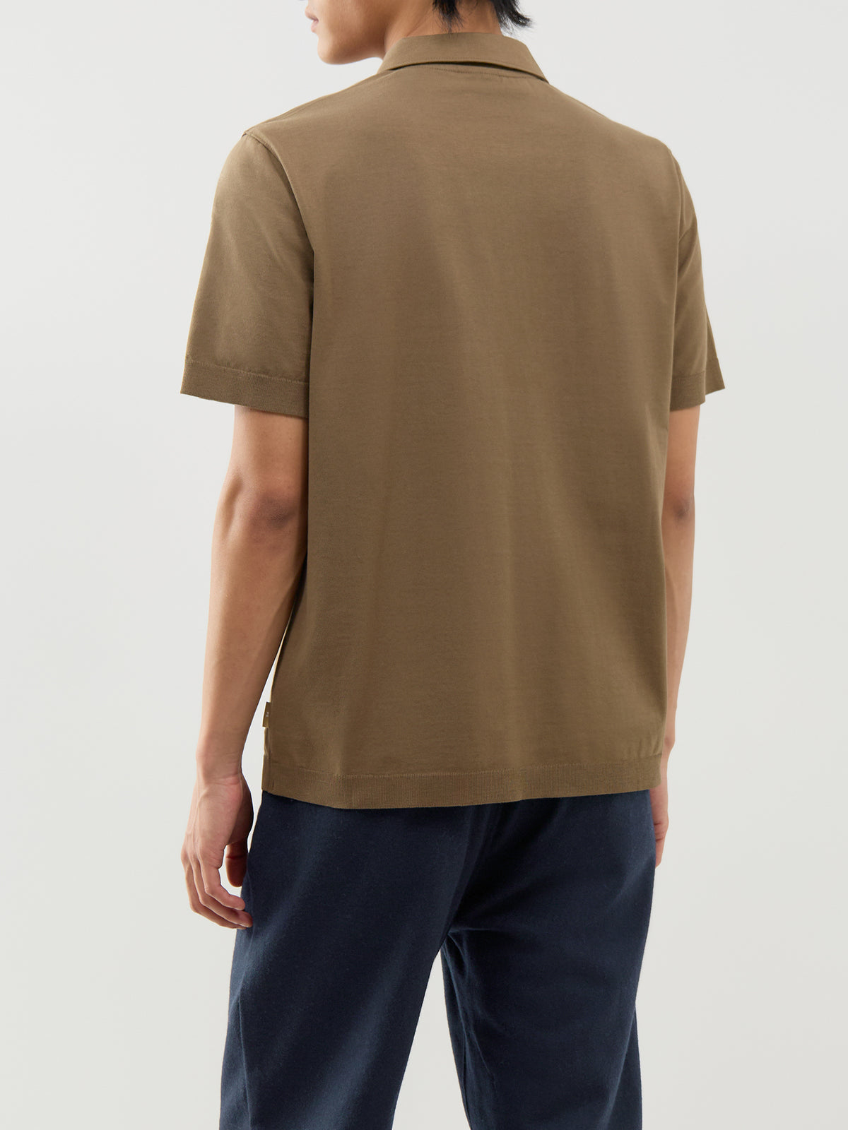 Organic Cotton Knitted Polo Shirt – Brown