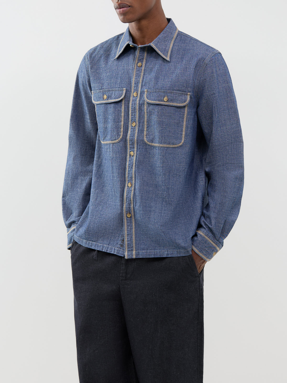 Cotton Chambray Western Shirt