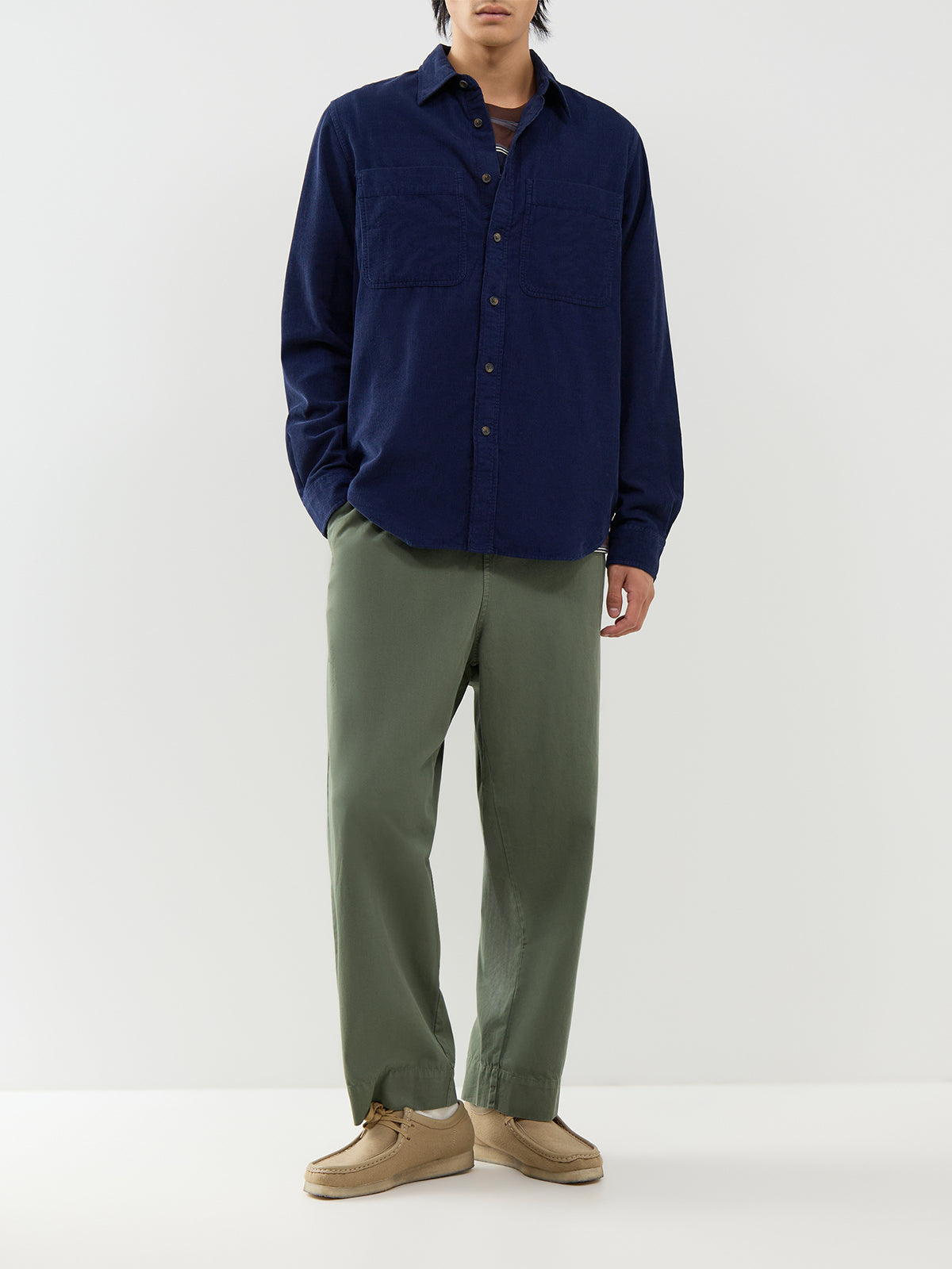 Organic Cotton Cord Long-Sleeve Shirt – Navy