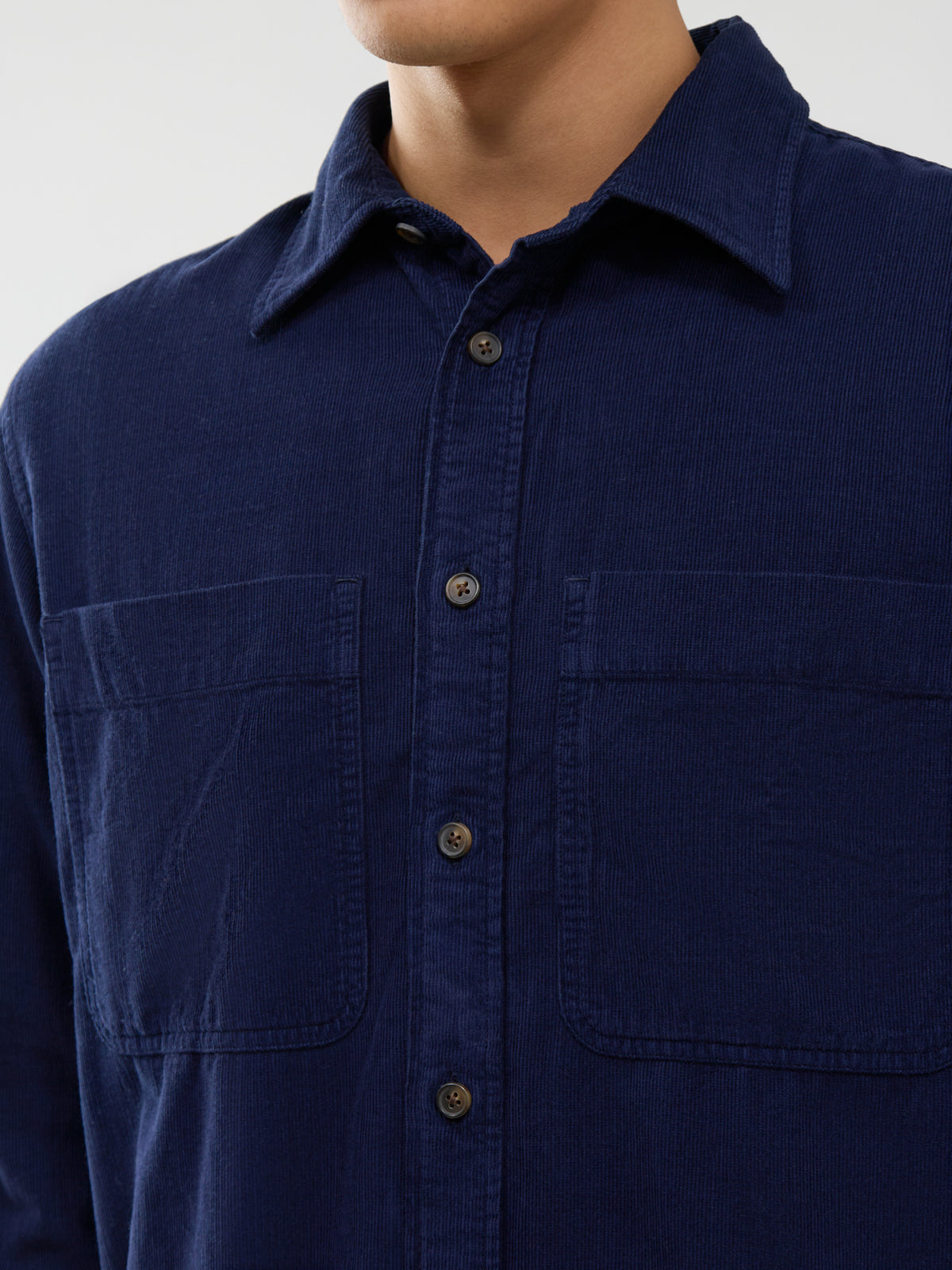 Organic Cotton Cord Long-Sleeve Shirt – Navy
