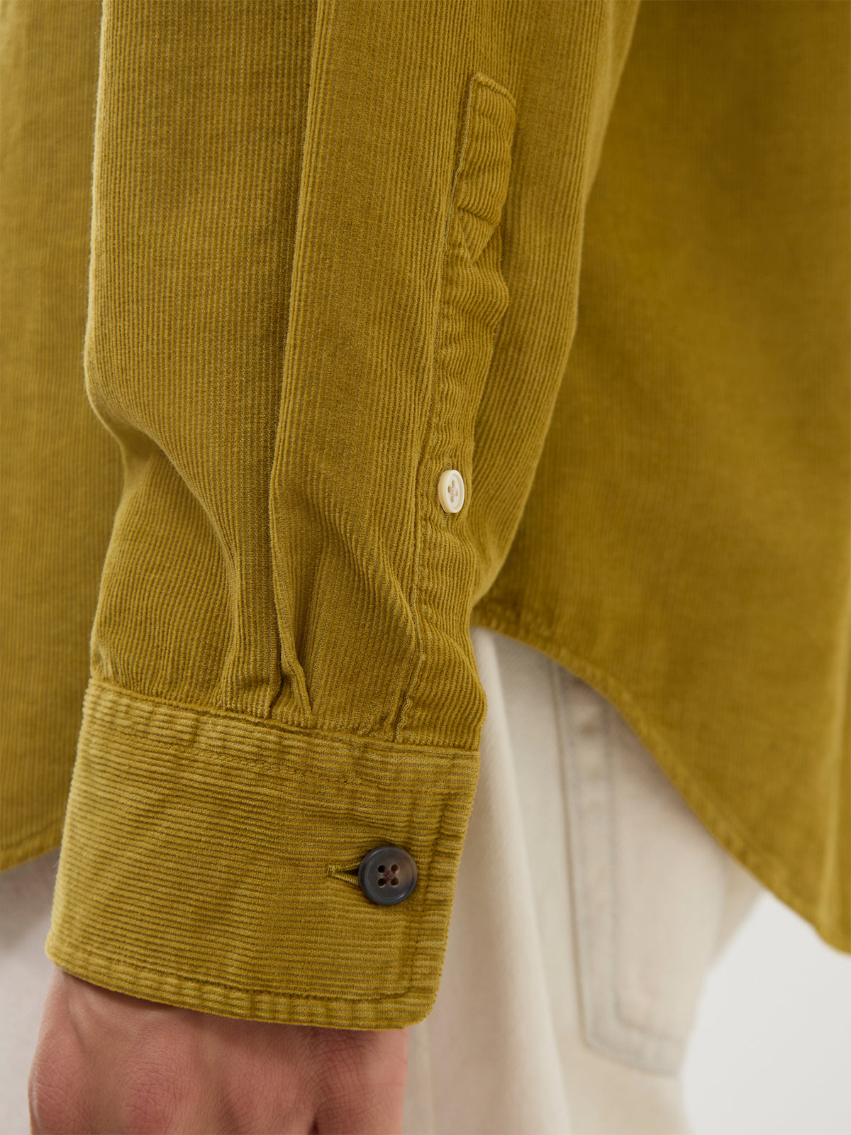 Organic Cotton Cord Long-Sleeve Shirt – Olive Green