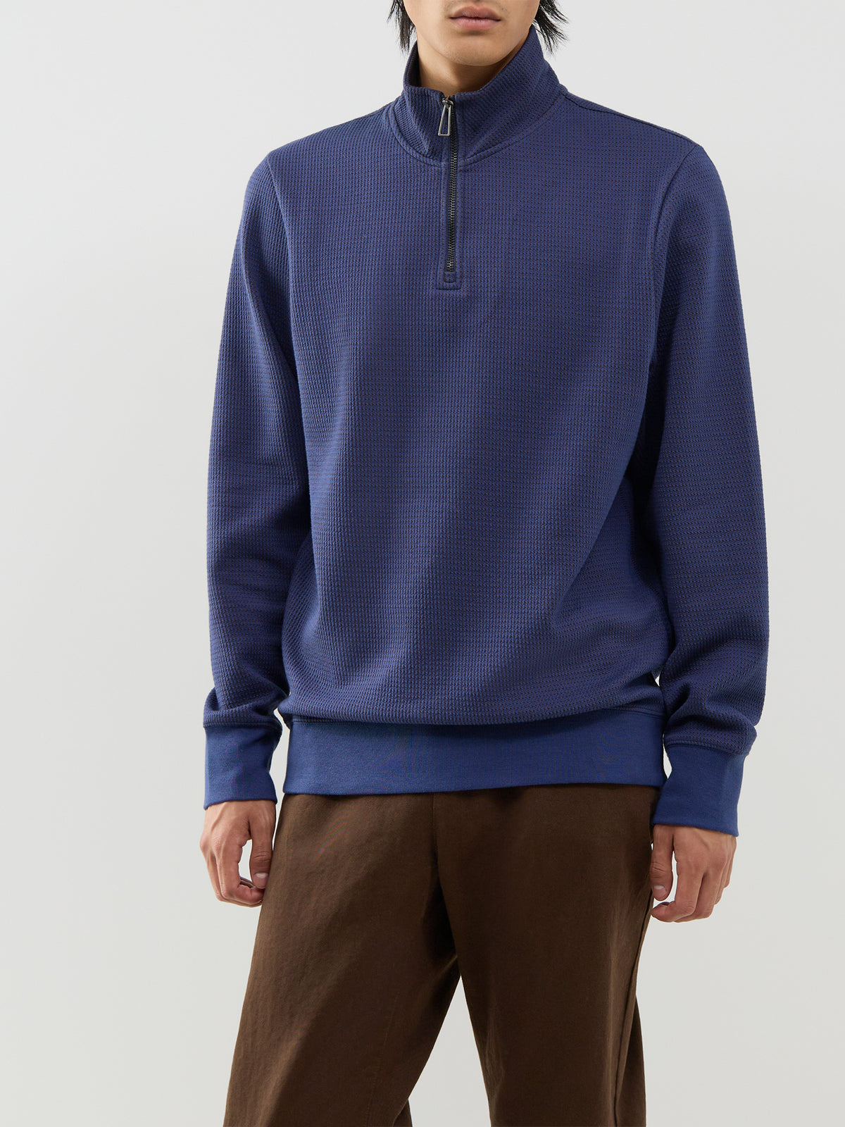 Textured Half-Zip Sweatshirt – Blue