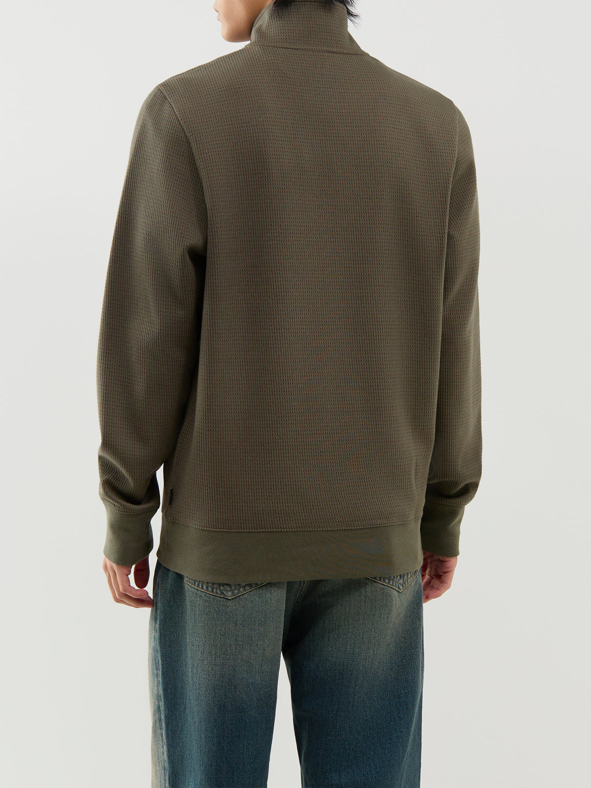 Textured Half-Zip Sweatshirt – Green
