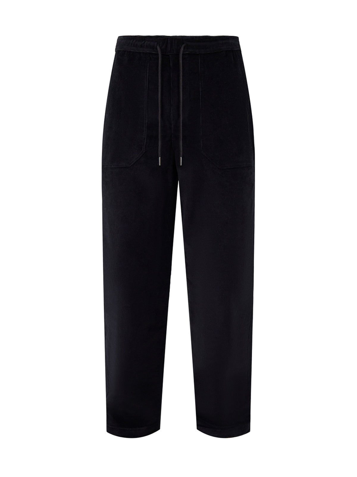 Organic Cotton Corduroy Drawstring Trousers – Black