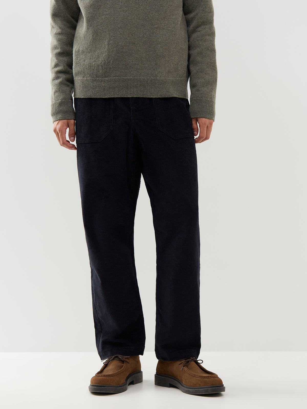 Organic Cotton Corduroy Drawstring Trousers – Black