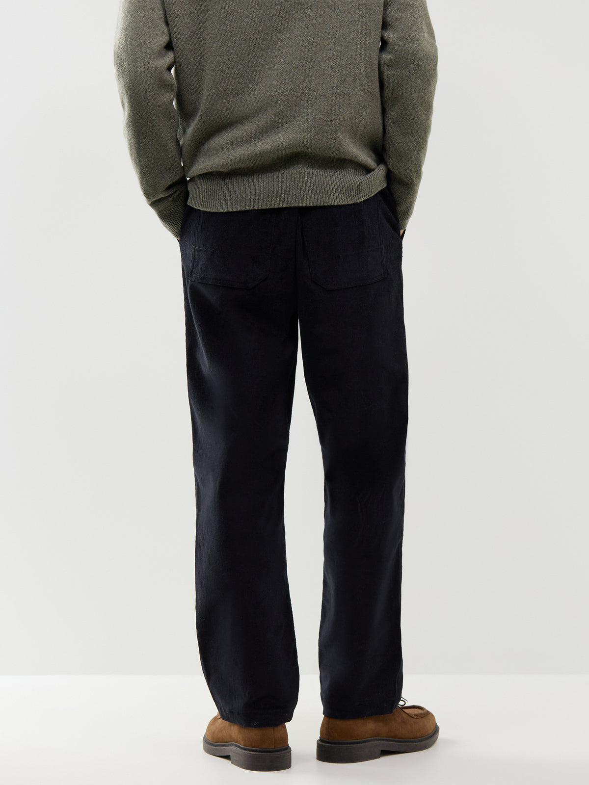 Organic Cotton Corduroy Drawstring Trousers – Black