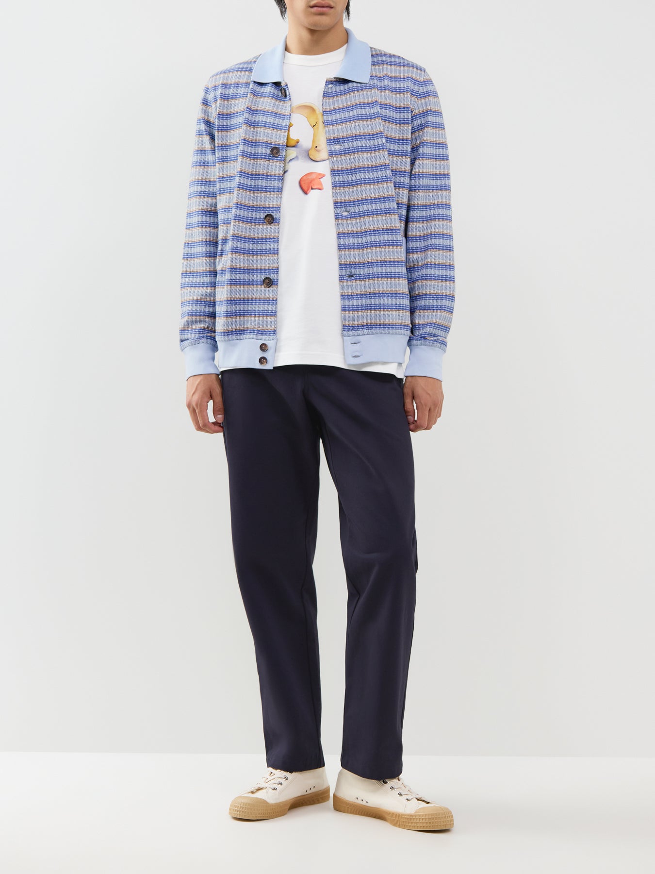 Cotton Tapered Chinos - Navy