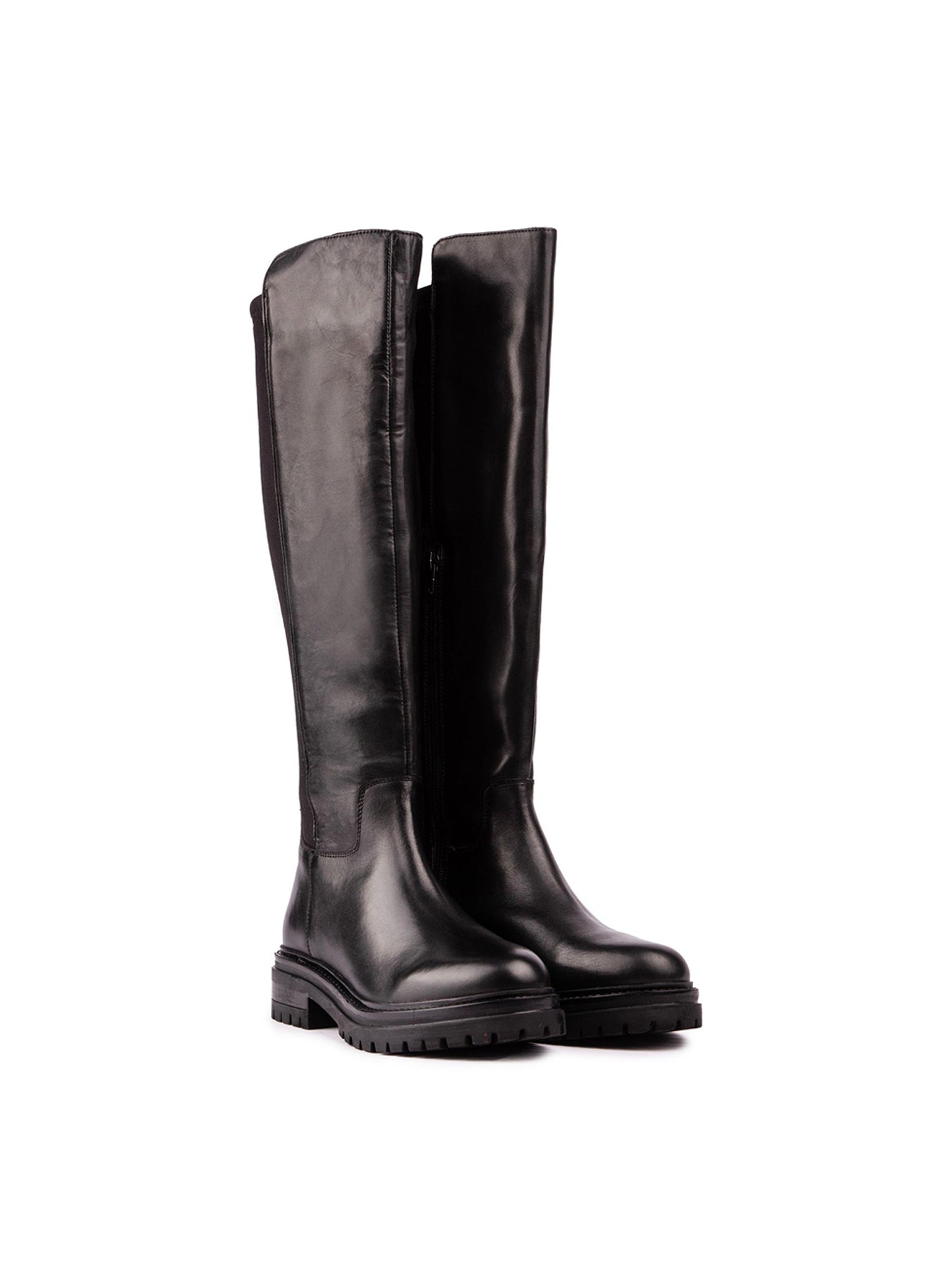 Gracyn Leather Knee-High Boots - Black