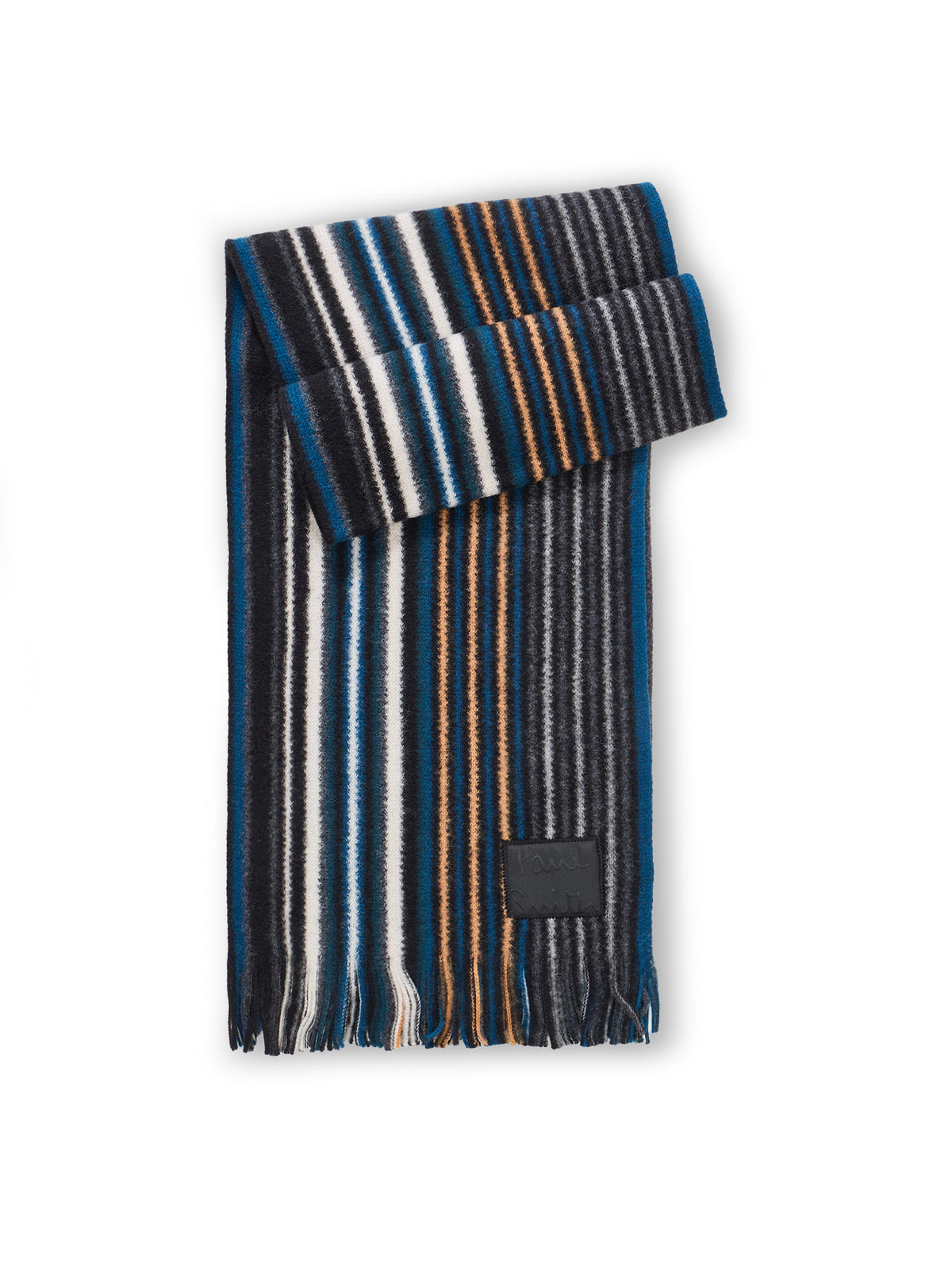 Double-Sided Stripe Wool Scarf - Grey