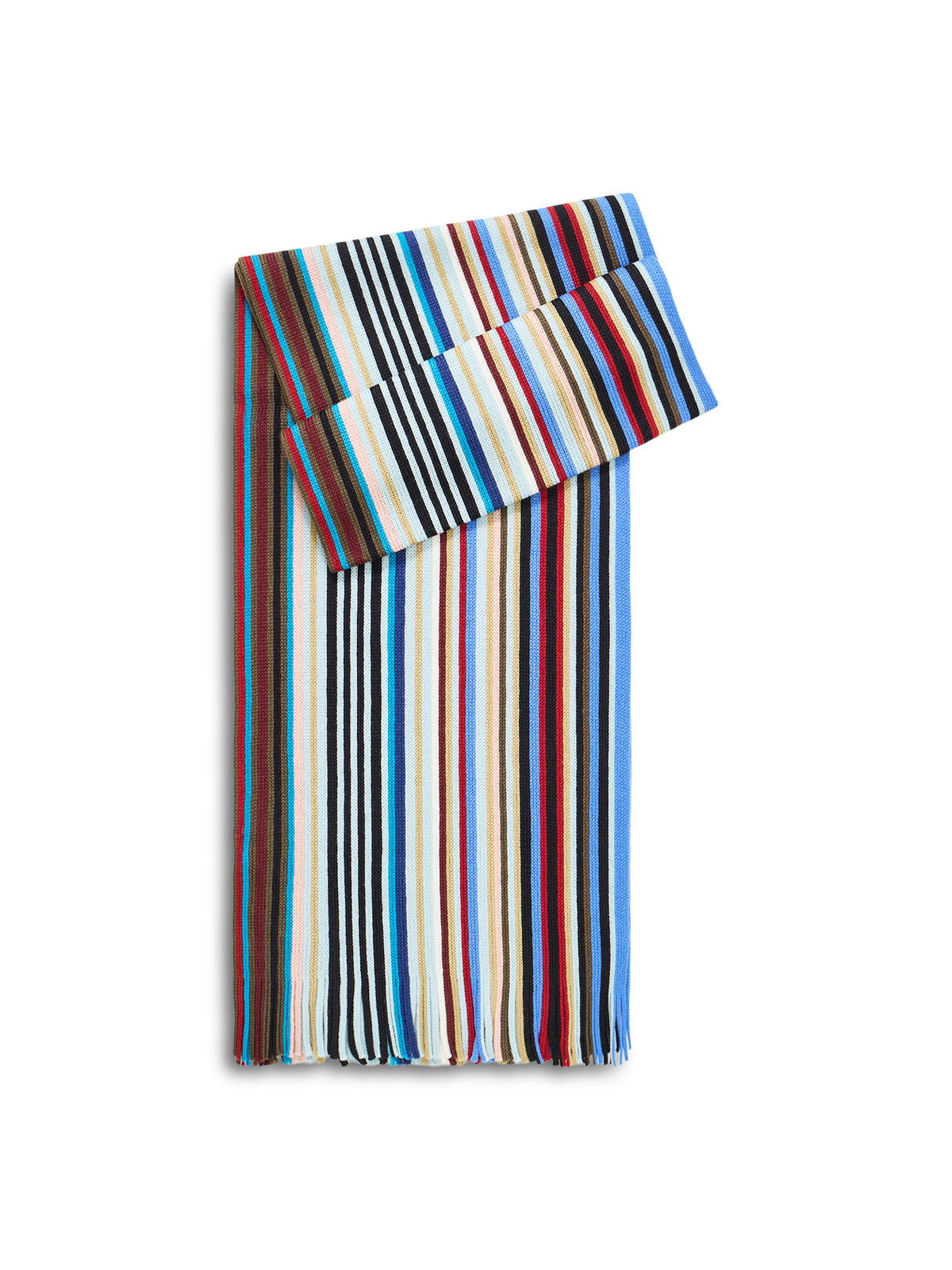 Iver Stripe Wool Scarf - Blue