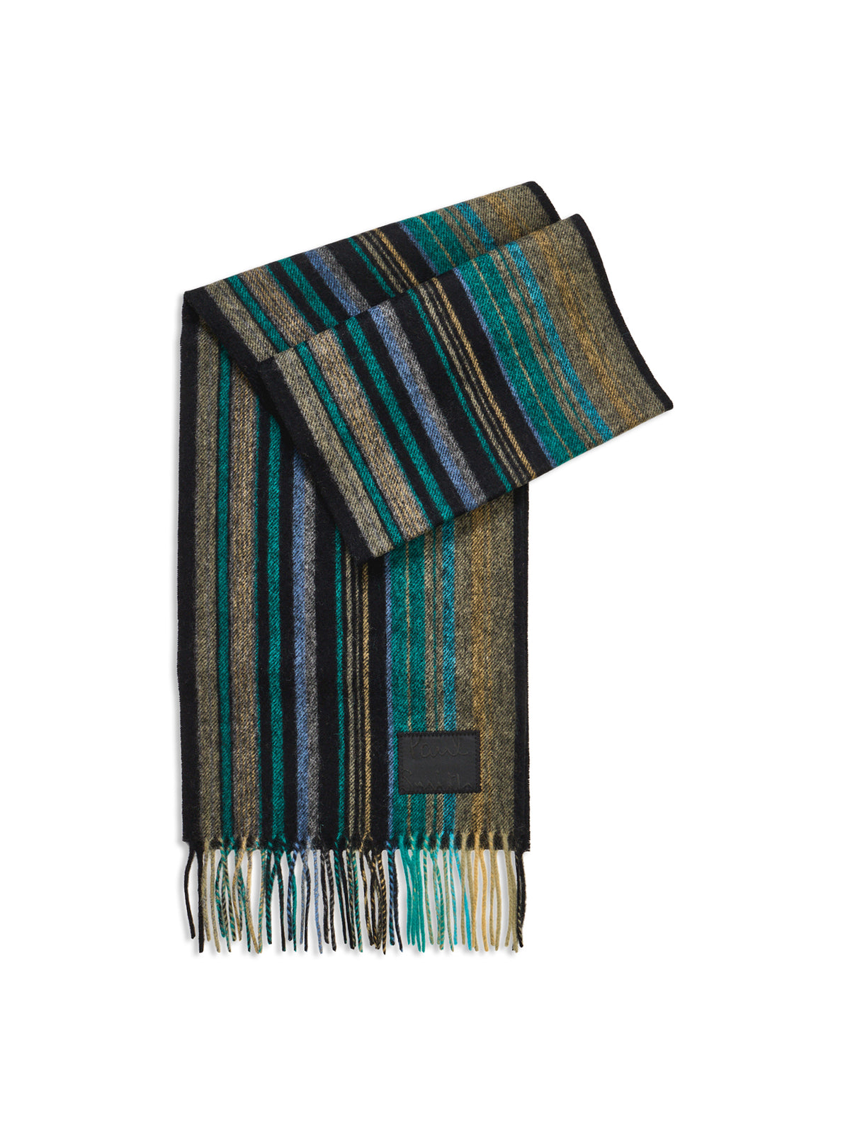 Lambswool Trent Stripe Scarf – Black